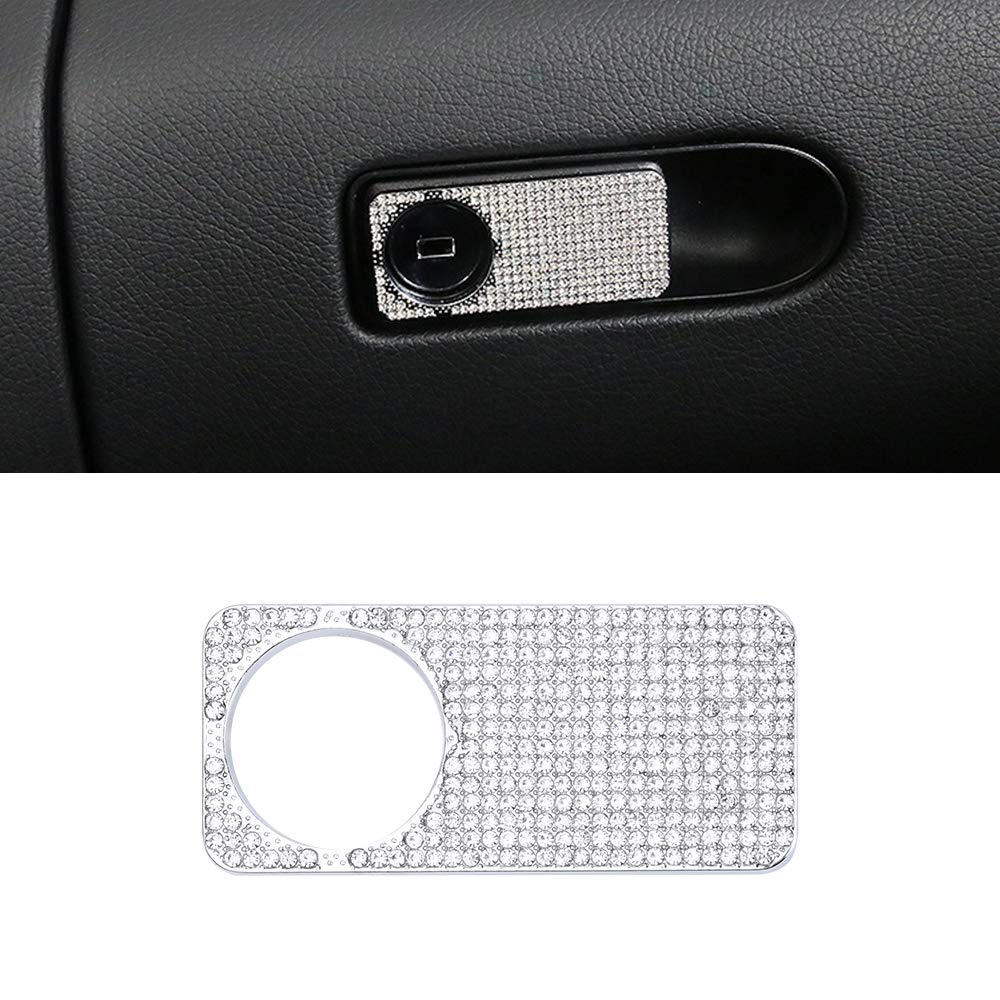 CARFIB Car Interior Bling Accessories for Mercedes Benz A E C GLA GLC Class W205 W213 Glove Box Switch Copilot Compartment Handle Storage Decal Sticker Decoration Men Women Zinc Alloy Crystal Silver