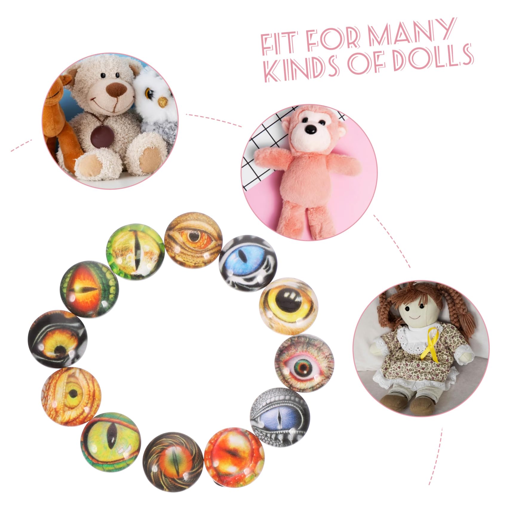 Wondora 60 Stück Glasaugen Zum Basteln – Bunte 25mm Schlangenaugen Für Plüschtiere, Amigurumi & DIY-Deko