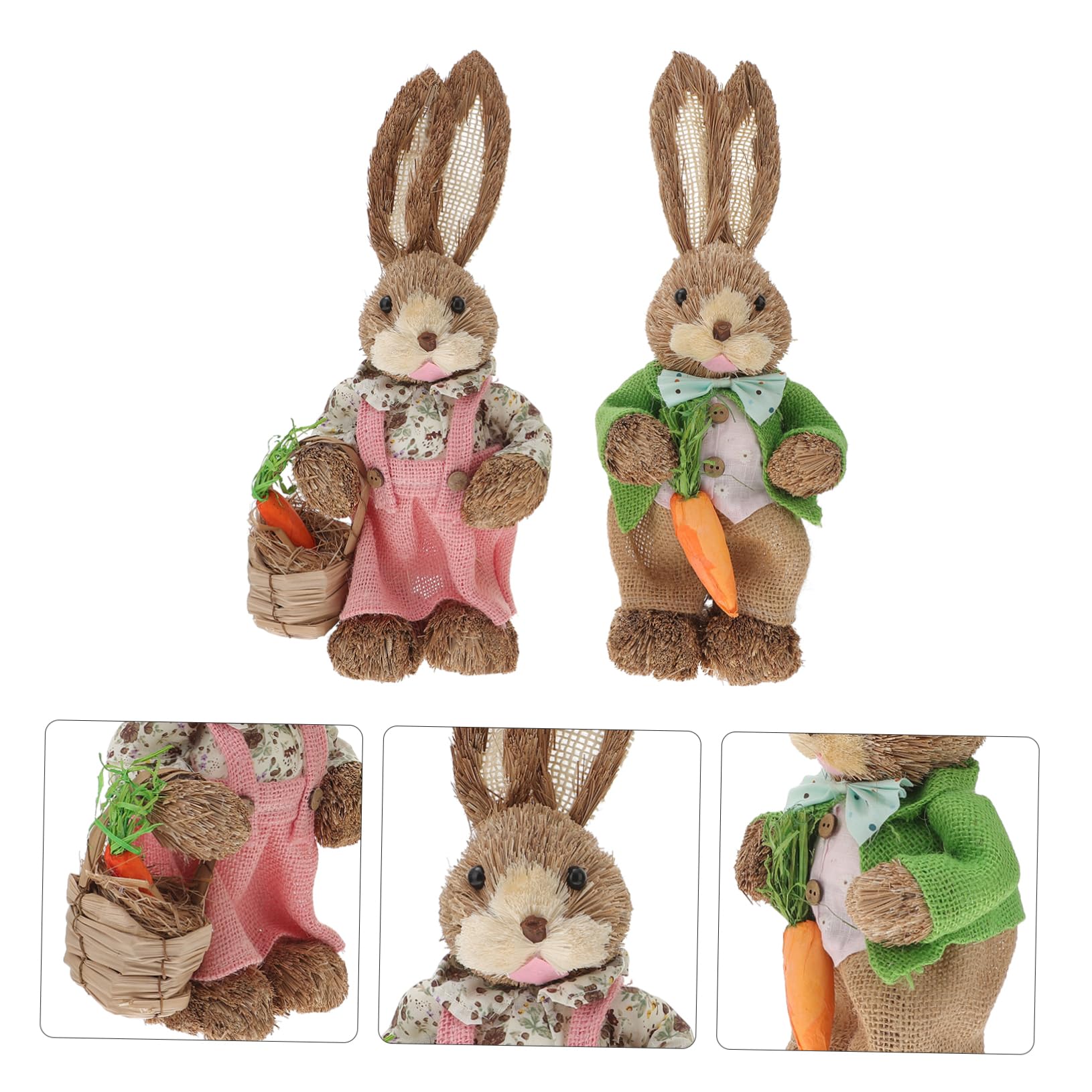 Cabilock 2 Pezzi Figurine Coniglio in Paglia Intrecciata Decorazione