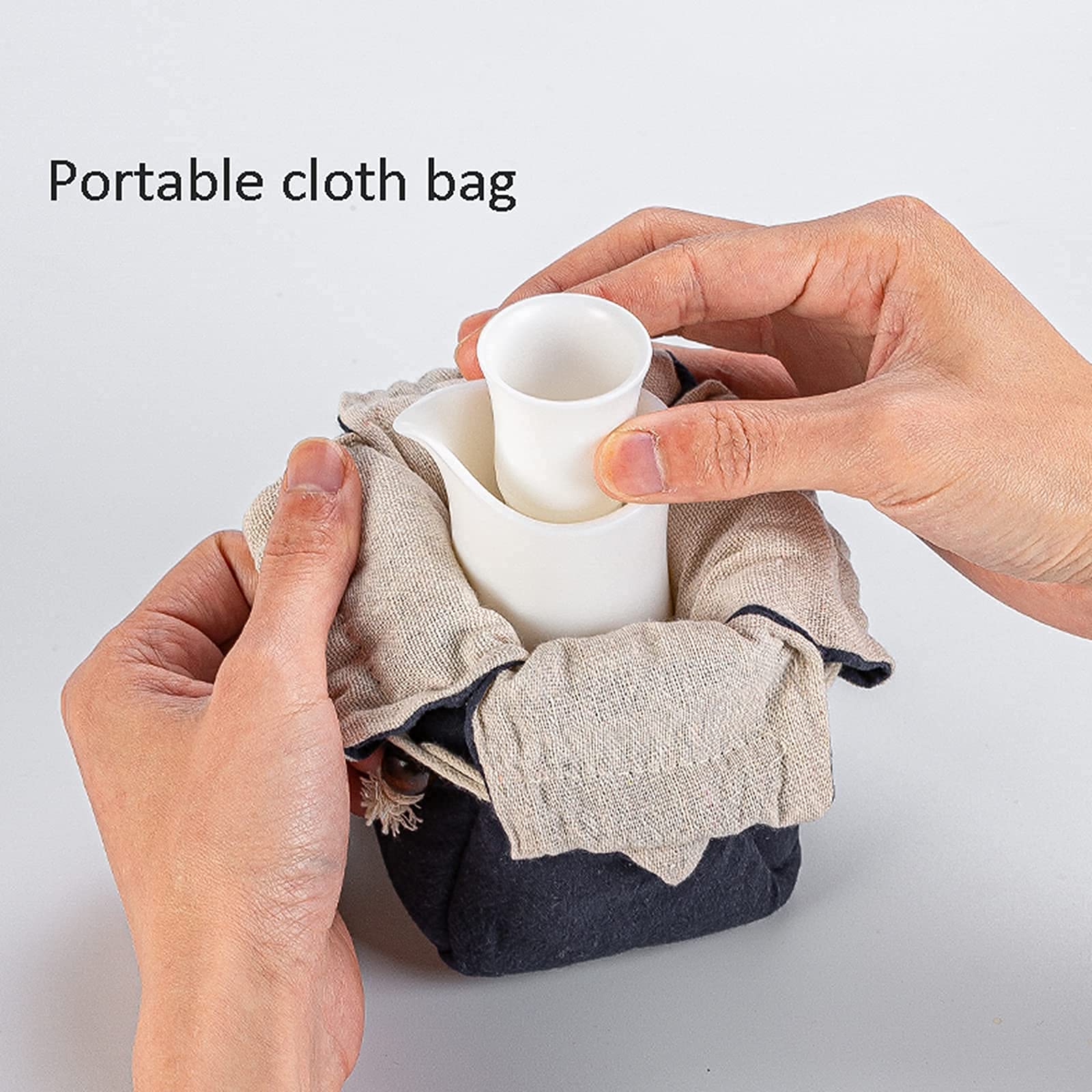 Service à saké Japonais avec Sac de Rangement, Tasse à saké Traditionnelle en Forme de Bambou, poterie en Porcelaine, Verres à vin, 6 Tasses, Vaisselle (K 6 Tasses) (K 6 Tasses)
