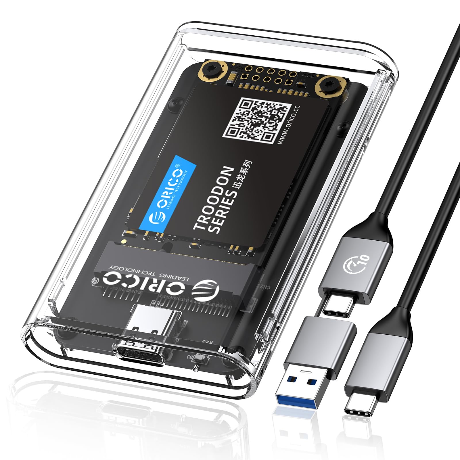 ORICO Adattatore SSD mSATA 5 Gbit/s, [Senza Attrezzi] Custodia da mSATA a USB 3.0 per 3050 SSD, con Cavo da USB, 2 TB Max-TC10