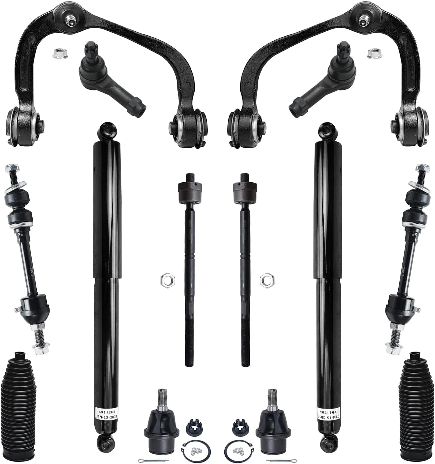 Detroit Axle - Front End 16pc Suspension Kit for 2005-2008 Ford F-150 Lincoln Mark LT, Upper Control Arms Lower Ball Joints Struts Tie Rods Sway Bars Rear Shock Absorbers Boots 2006 2007 Replacement