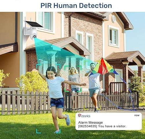 Miniatura 3 de Ctronics Cámara de seguridad solar PTZ exterior, 1080P WiFi inalámbrica cámara de seguridad para el hogar 14400mAh, batería recargable con visión