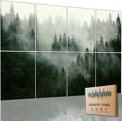 Miniatura 15 de HONORIA Paquete de 8 paneles acústicos artísticos de 48 x 32 pulgadas, paneles de pared autoadhesivos insonorizados, paneles de pared acústicos