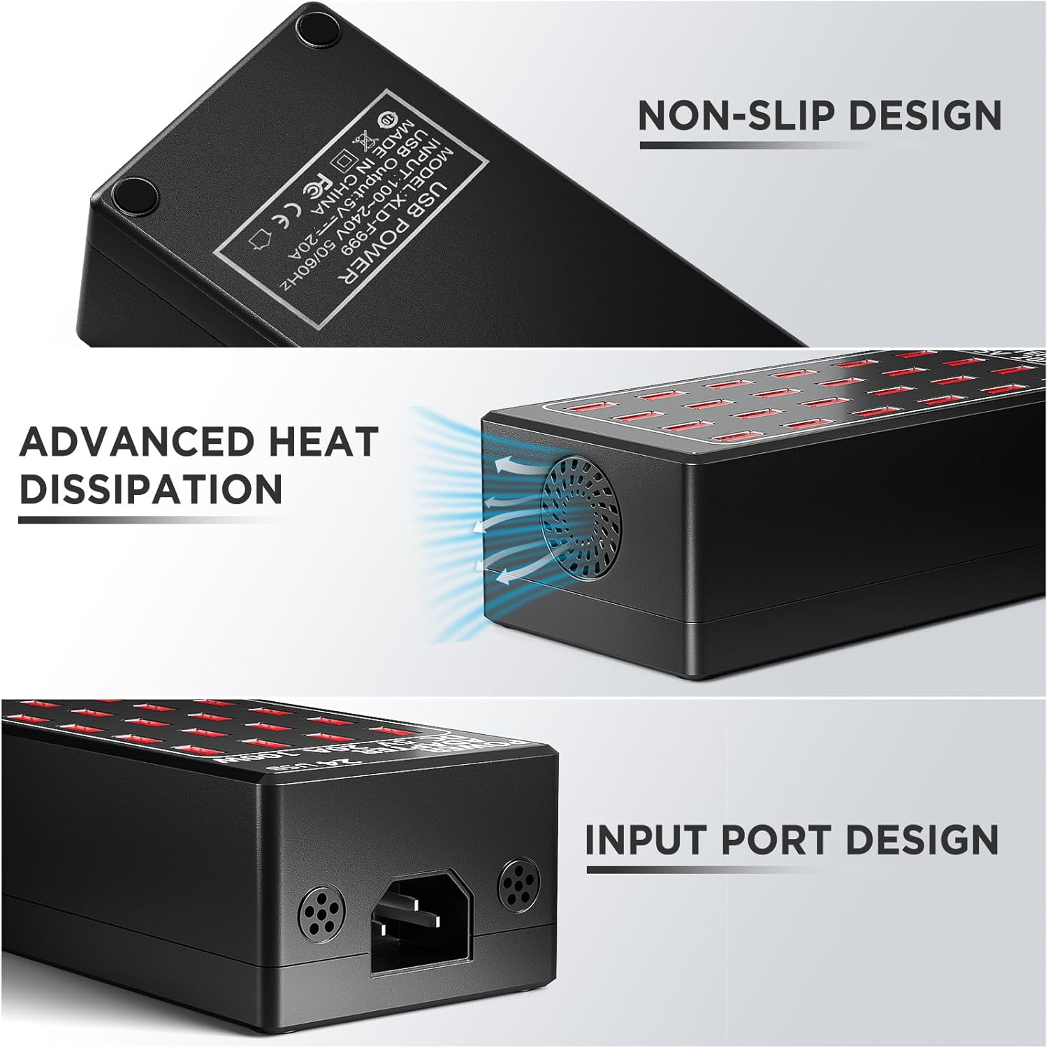 24-Port 100 watt (20 A) Charging Station for Multiple Devices, Phone Charging Station with Rapid Charging, Multiple USB Charger Station for Hotels, Schools, Shops, Shopping Malls and Travel