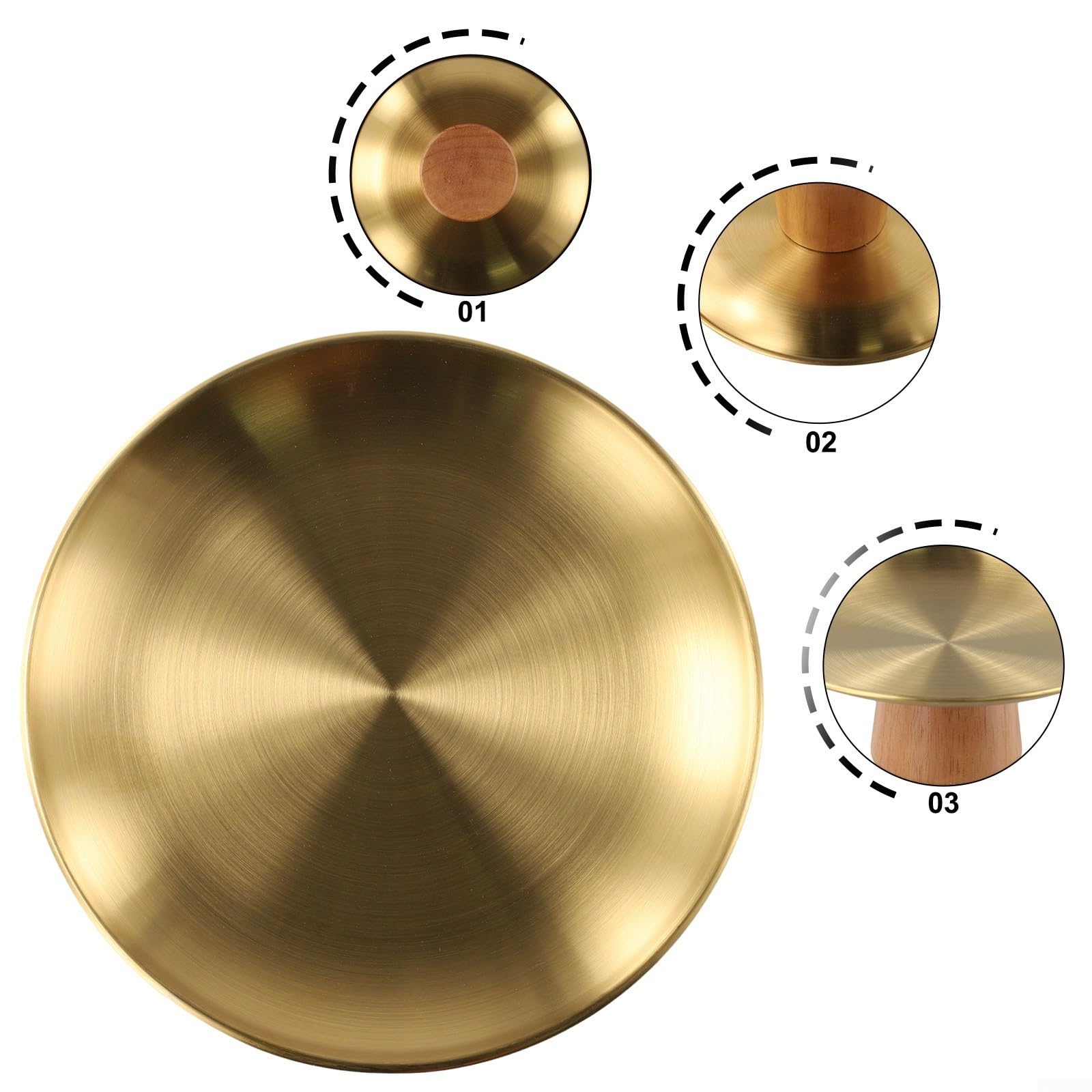pour plateau à Gâteau Acier pour bois 20cm Élégant pour plateau(Gold 20cm)