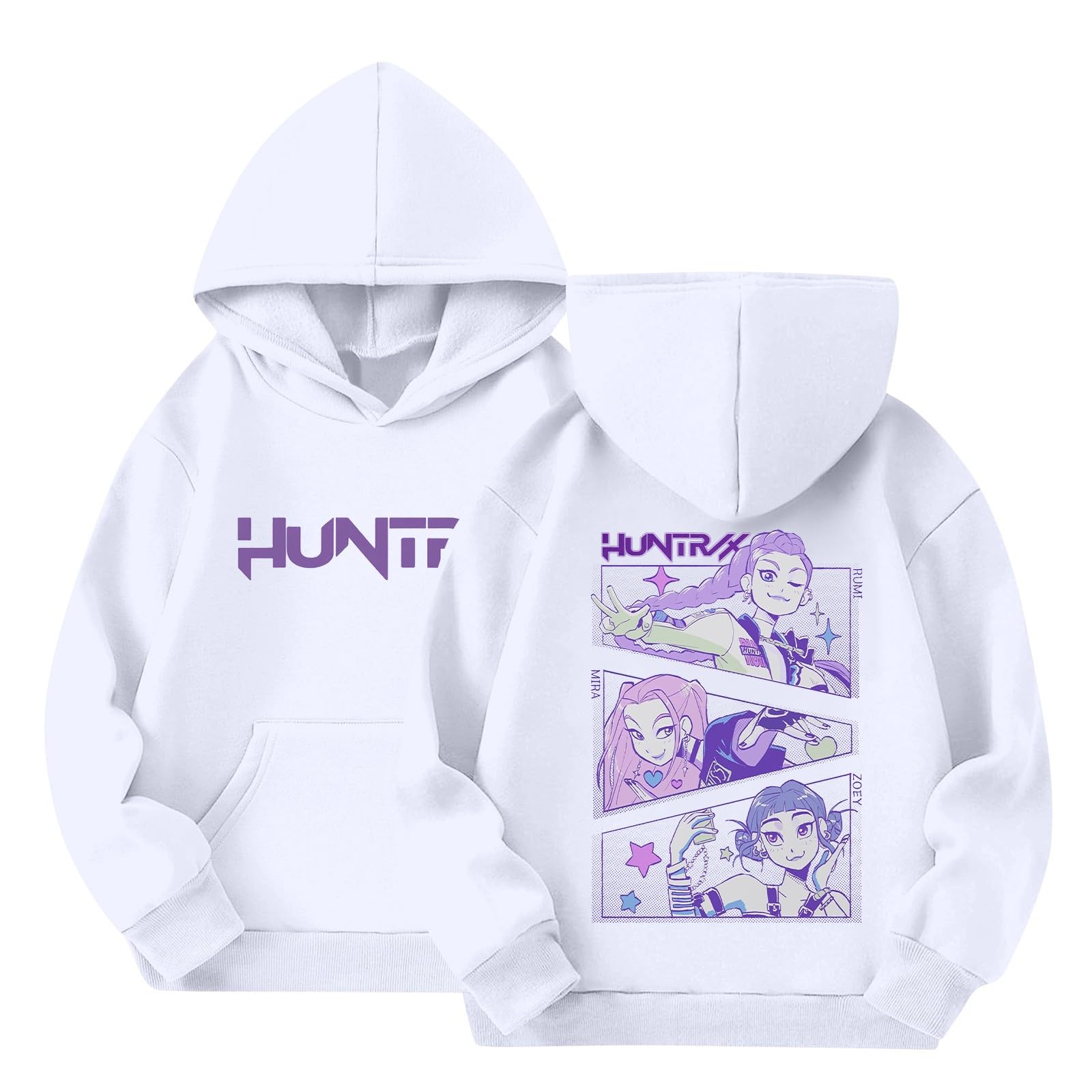 BCFSITNBH Huntrix Hoodies Girls Vintage Y2k Pullover Huntrix Huntr/X Hip Hop Streetwear Oversized Fashion Long Sleeve Hooded Sweatshirt for Kids