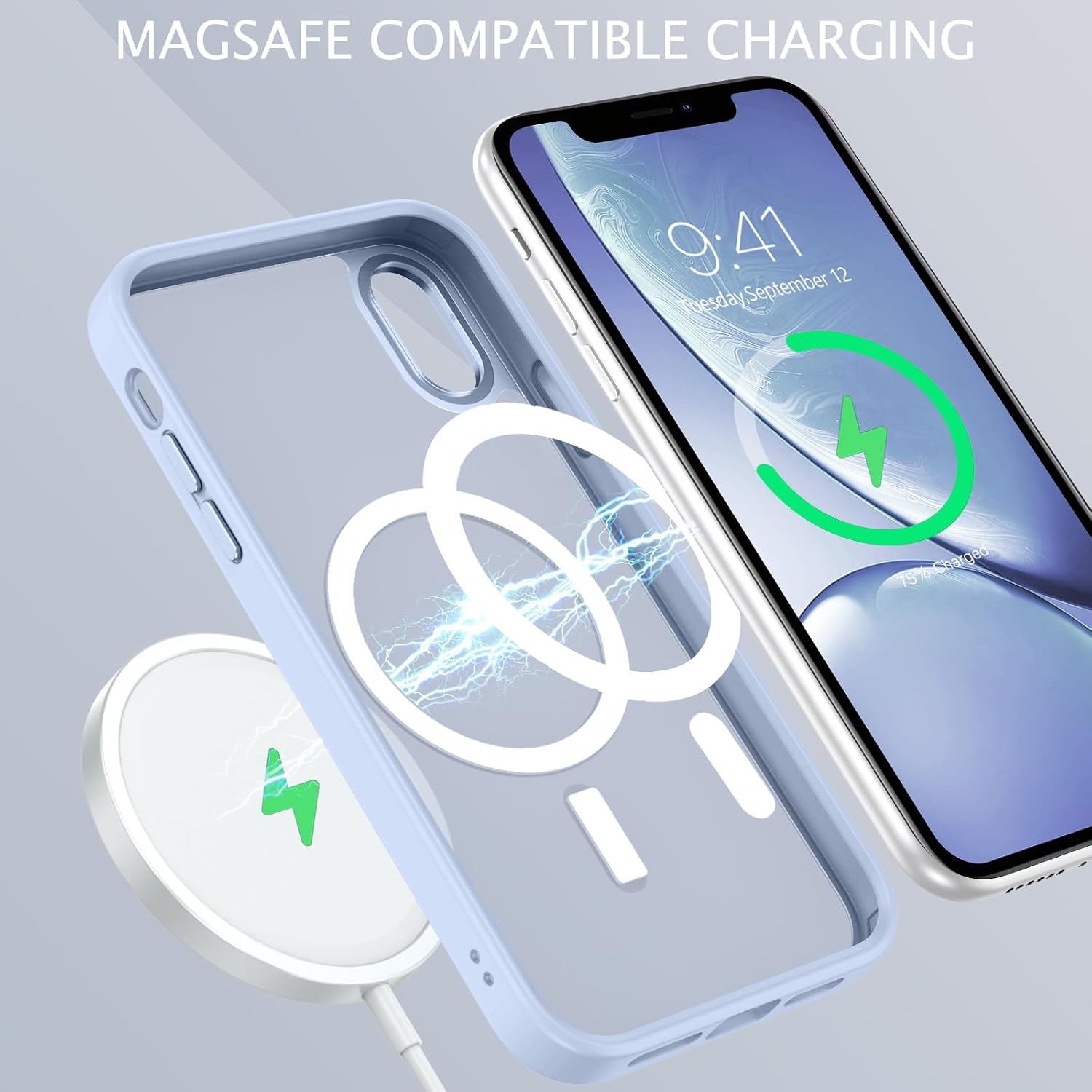 Telaso for iPhone X Case, iPhone Xs Phone Case Compatible with Magsafe Wireless Charging Translucent Matte Back Slim Shockproof Anti-Scratch Anti-Yellow Protective Magnetic iPhone X/XS Case, Blue