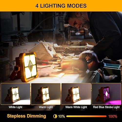 Miniatura 9 de Luz solar LED de trabajo, recargable, impermeable, portátil, luz de trabajo magnética para reparación de automóviles, campamento al aire libre,