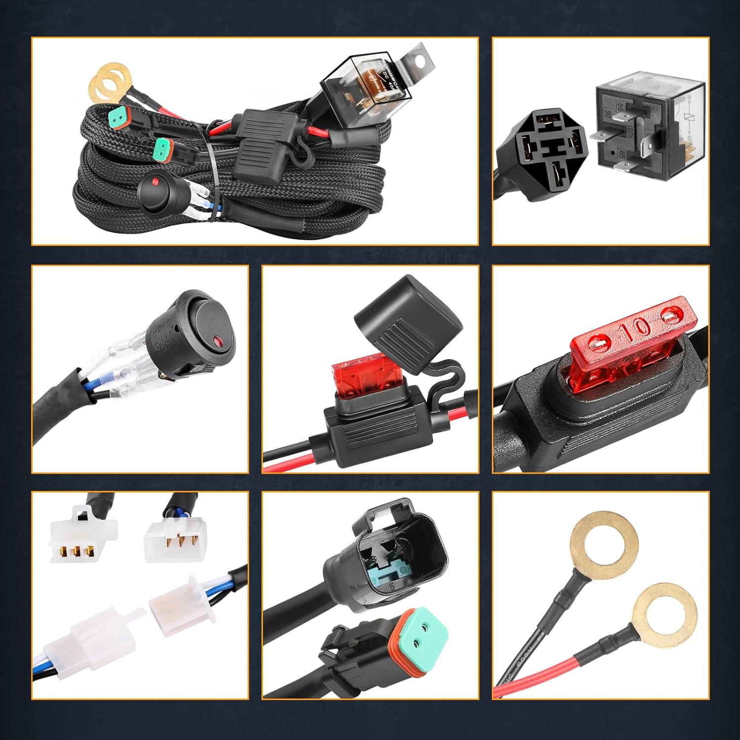 DT Wiring Harness 2 Lead, Nirider 12V Rocker Switch Relay Fuse Deutsch DT Connector Nylon Fog Light Wiring Harness Kit LED Light Bars Driving Lights Offroad LED Pods Wire Harness for Truck UTV ATV image 8 of 8 B0D93RSSQJ