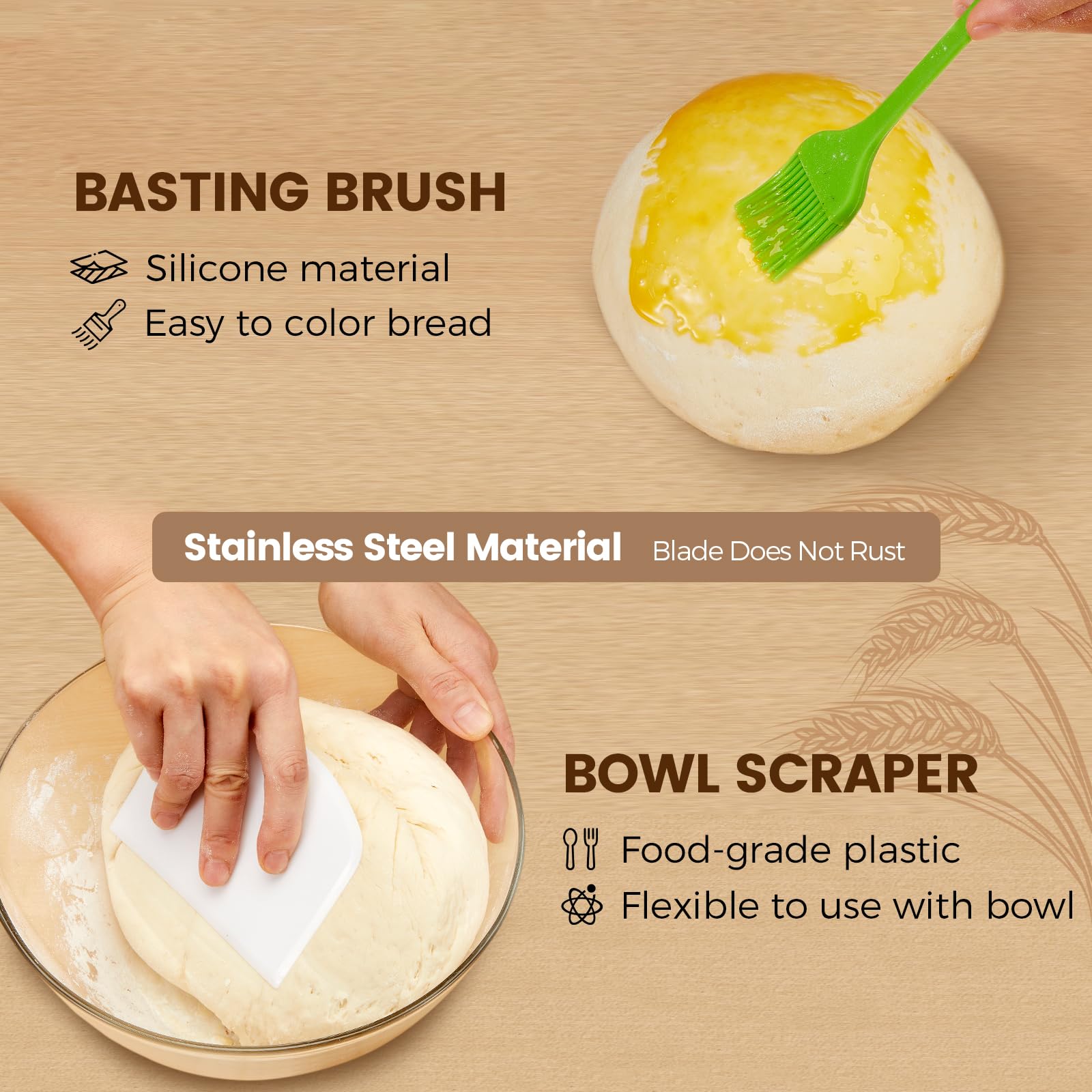 Banneton Bread Proofing Basket - Sourdough Starter Kit Banneton Sourdough Proofing Basket Set of 2, Sourdough Bread Baking Supplies for Making Baking Fermentation (9