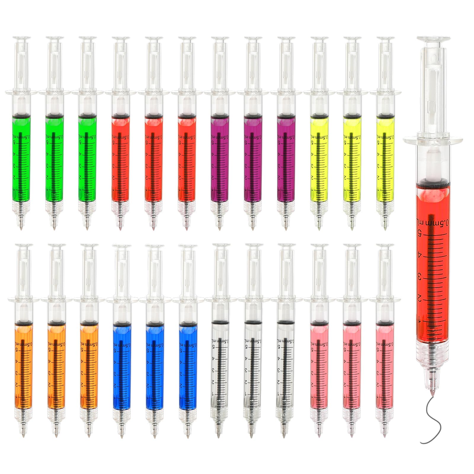 baotongle24pcs MultiColor Syringe Pens Bulk Write In Black Ink Nurse Pens Doctor Play Return Gift Office Supplies Hallowen Cosplasy