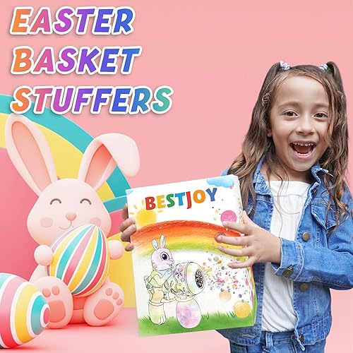 Miniatura 4 de BestJoy Relleno de cesta de Pascua para niños pequeños de 1 a 3 años, regalos de Pascua, pistola de burbujas de conejo para niñas, máquina