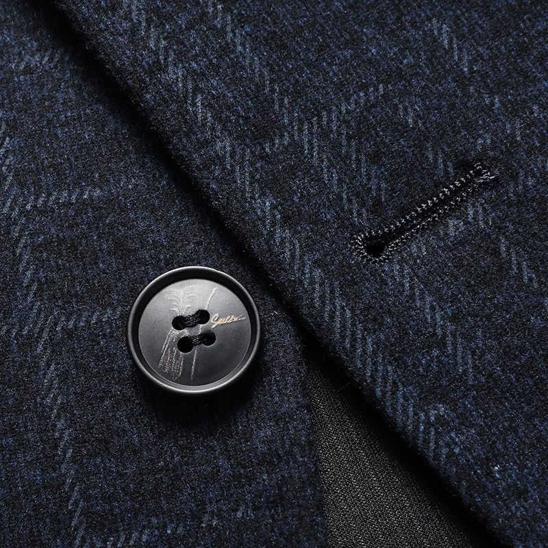 Mens Blue Print Casual Two Button Sport Coats Notched Lapel Solid Suit Jackets4