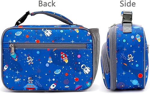 Miniatura 6 de Caja de almuerzo para niños con aislamiento, bolsa suave mini enfriador de regreso a la escuela, kit de bolsa térmica para niñas, niños (mapa)