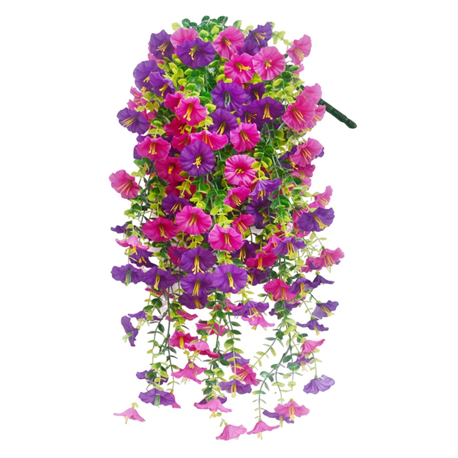 Bgdhinkt Artificial Hanging Flowers Outdoor, Morning Glory Trailing Artificial Plants, Uv-Resistant Fake Hanging Plants For Hanging Basket Spring Garden Porch Balcony Home Decor (A-1PC)