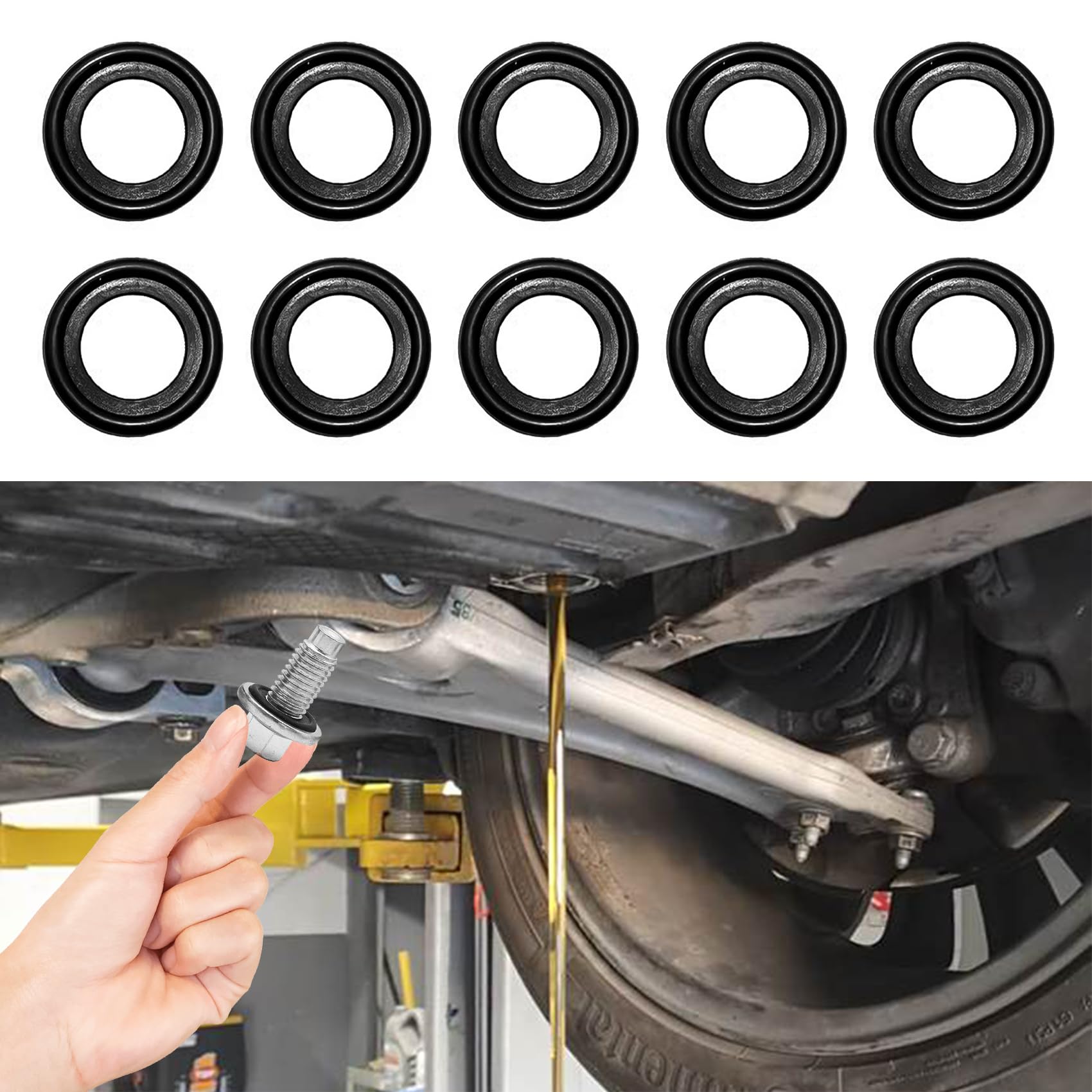10PCS Oil Drain Plug Gasket Oil Drain Pan Gasket Sealability M14 Oil Drain Plug Washer Reduced Oil Leakage