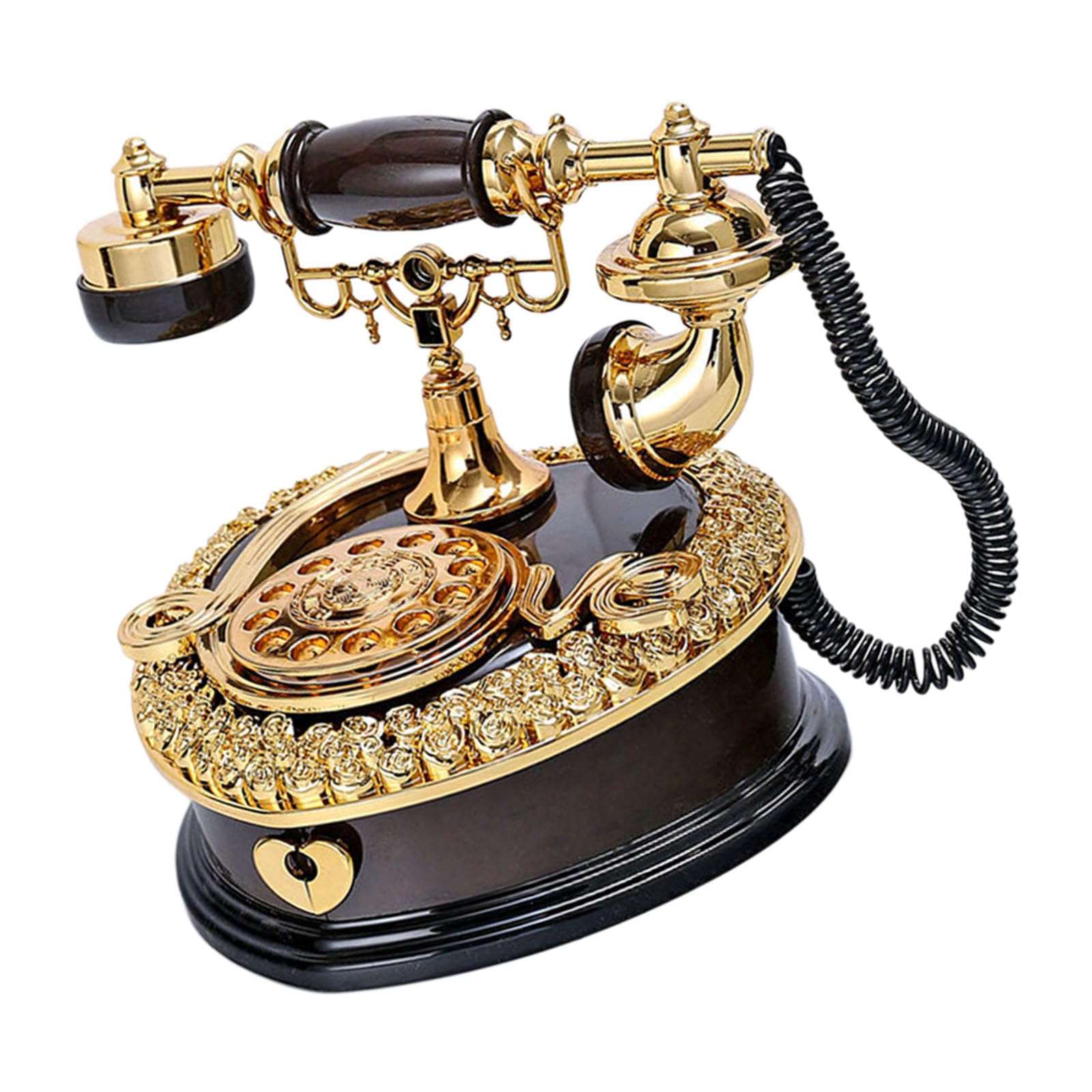 Tsophreniq Nostalgic Rotary Dials Telephone Music Box Landline Phone Replicas Musical Ornament for Gift and Collectors Antique Telephone Music Box