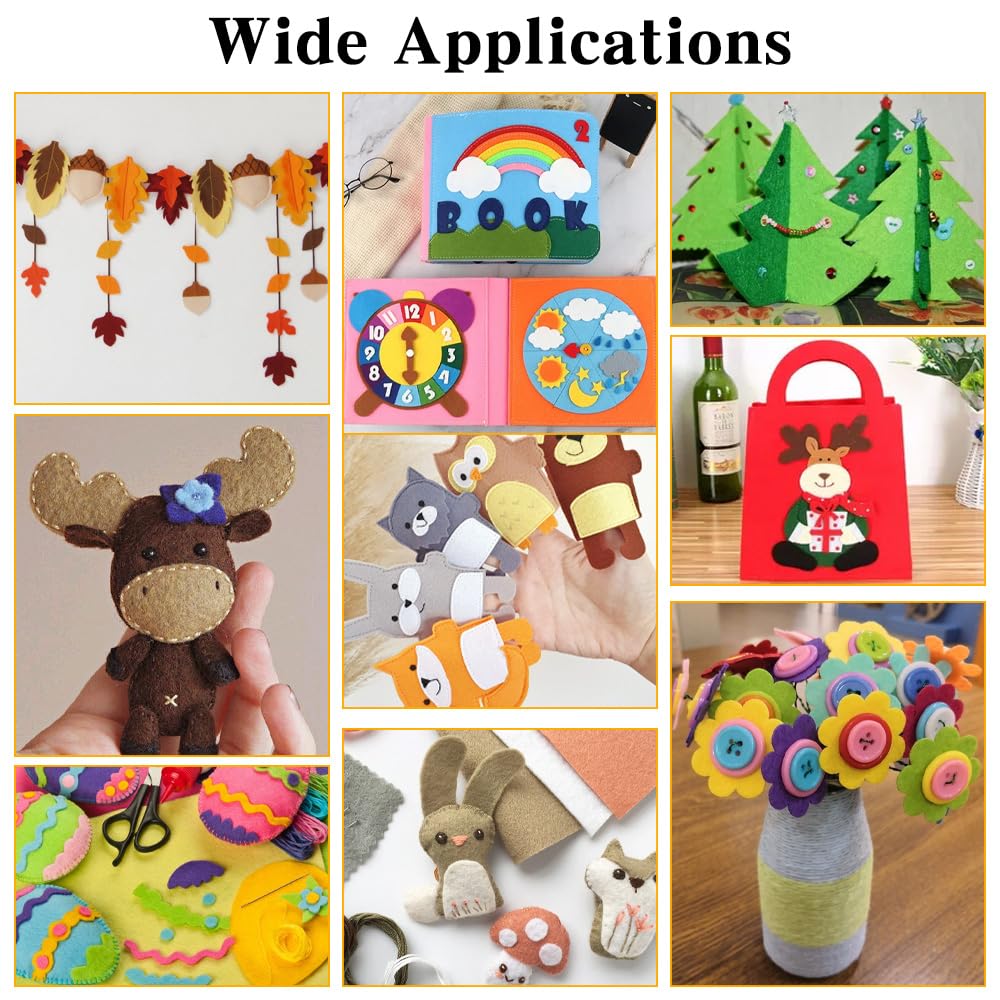 40PCS Felt Sheets, 8" x 12" Assorted Colors Felt Fabric 1mm Thick Felt Squares Felt Fabric Sheets Nonwoven Fabric Squares for Crafts Sewing DIY Patchwork DIY School Projects Home Party Decoration