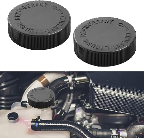 Miniatura 1 de 2 tapas de depósito de refrigerante de motor compatibles con Infiniti Nissan Renault - OEM # 21712-79900, repuesto negro antidesbordamiento de la