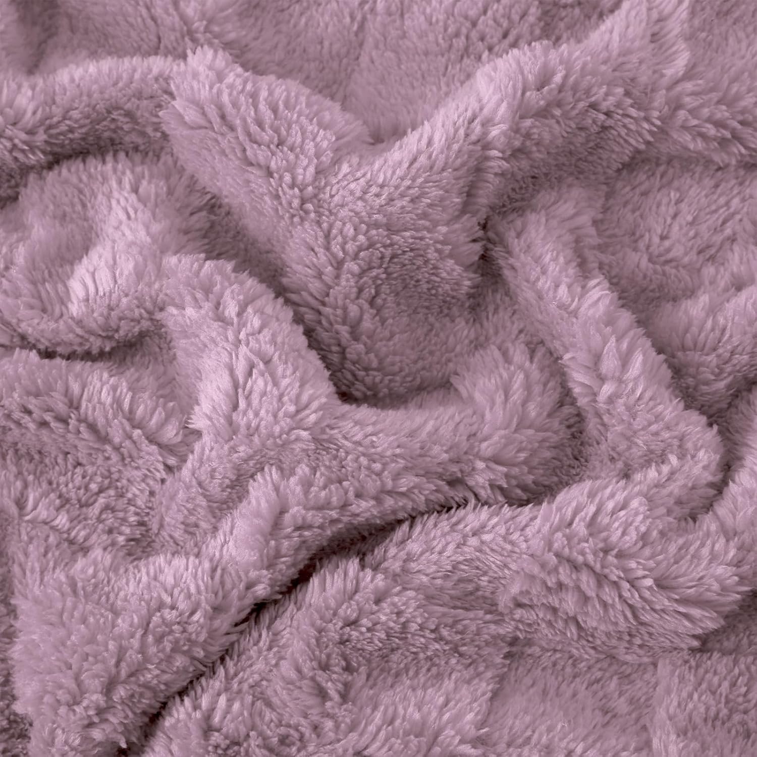 Light Purple Fleece Throw Blanket 50”×60” for Couch Sofa Bed,Super Soft Cozy Plush Microfiber Flannel Blanket with 3D Checkered Design Lightweight for Adults,Woman,Girls - Image 6