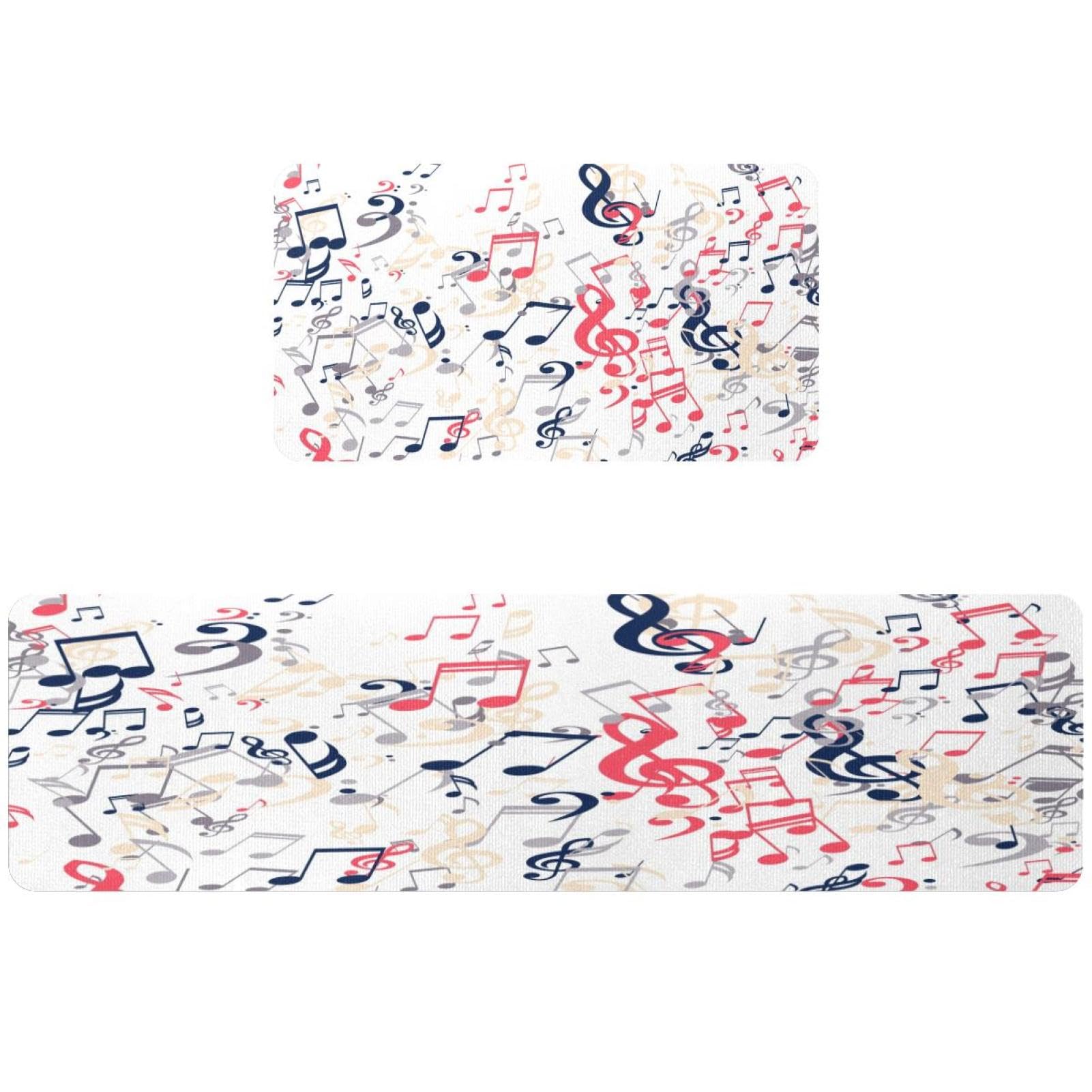 Tapis de cuisine antidérapant lot de 2 design notes de musique lavable