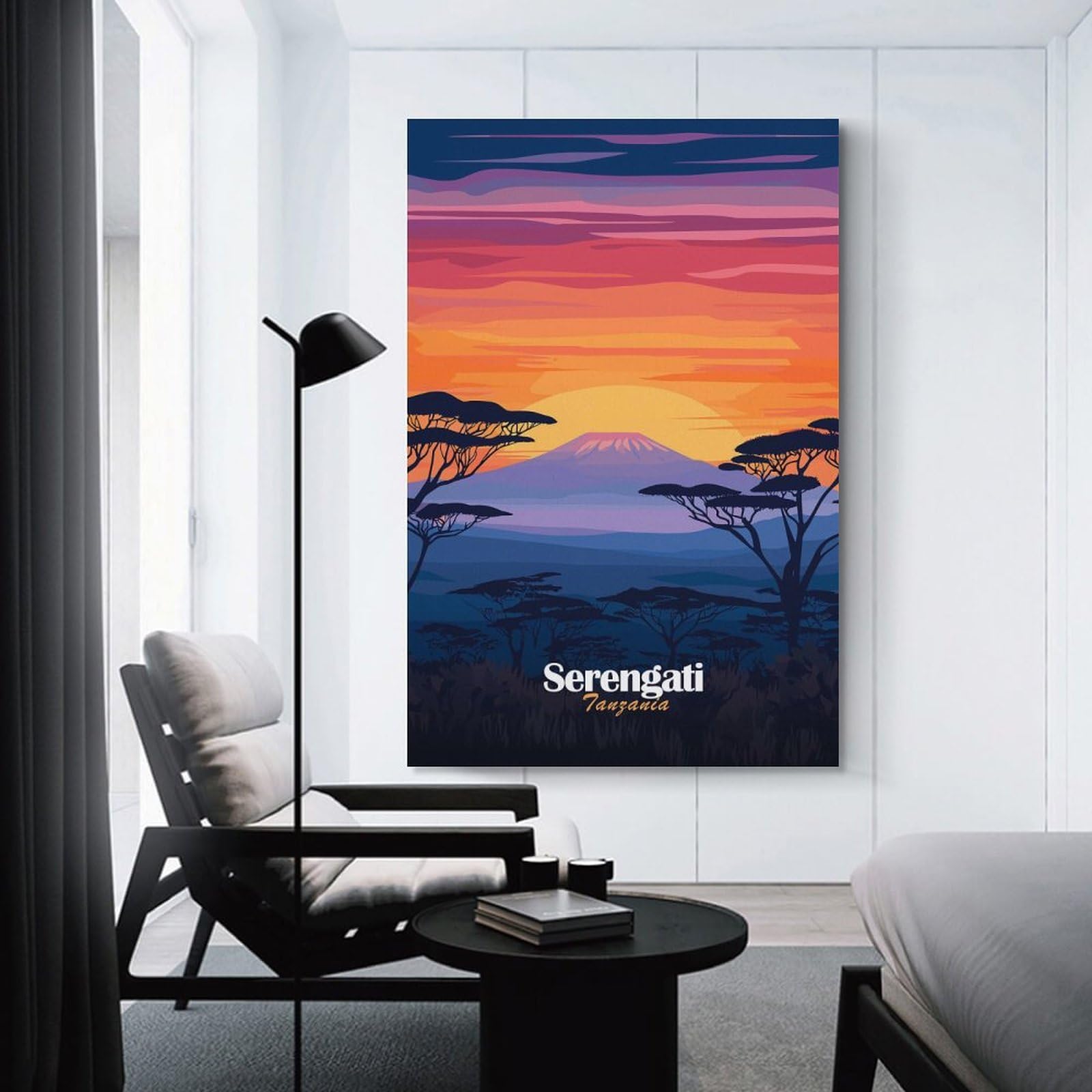 Junmoney Unframe-Style-11 Wall Picture Print Serengeti Sunset, 20X30inch(50X75cm), For Entrance Walls, Hall Decor Or Foyers, Home Artwork For First Impressions
