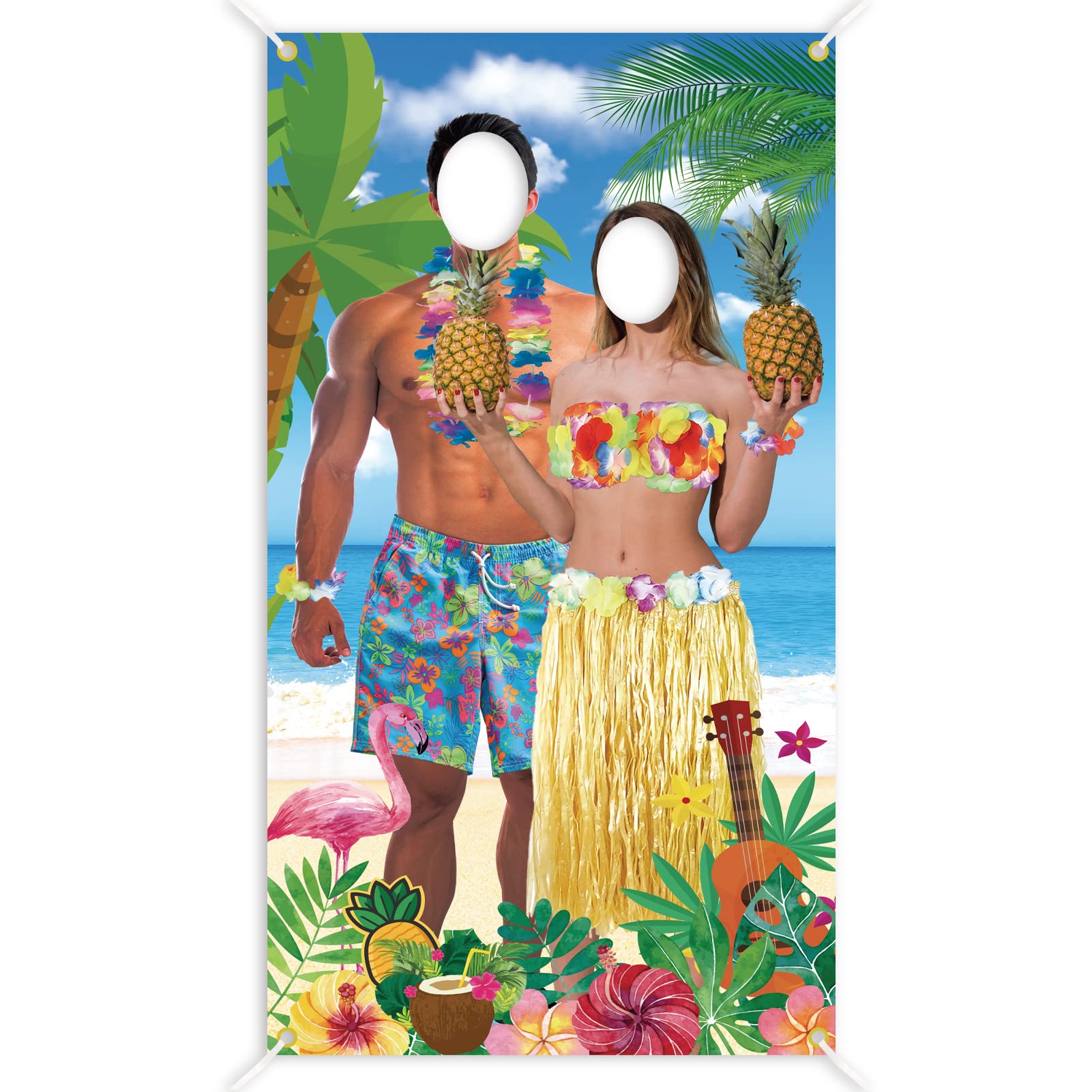TOPJOWGA Hawaiana Photo Booth Props, Foto Prop de Pareja Luau, Accesorios de Cabina de Fotos de Fiesta, Decoración de Fiesta Hawaiana Foto Prop, Luau Hawaiana Pareja Fotomatón