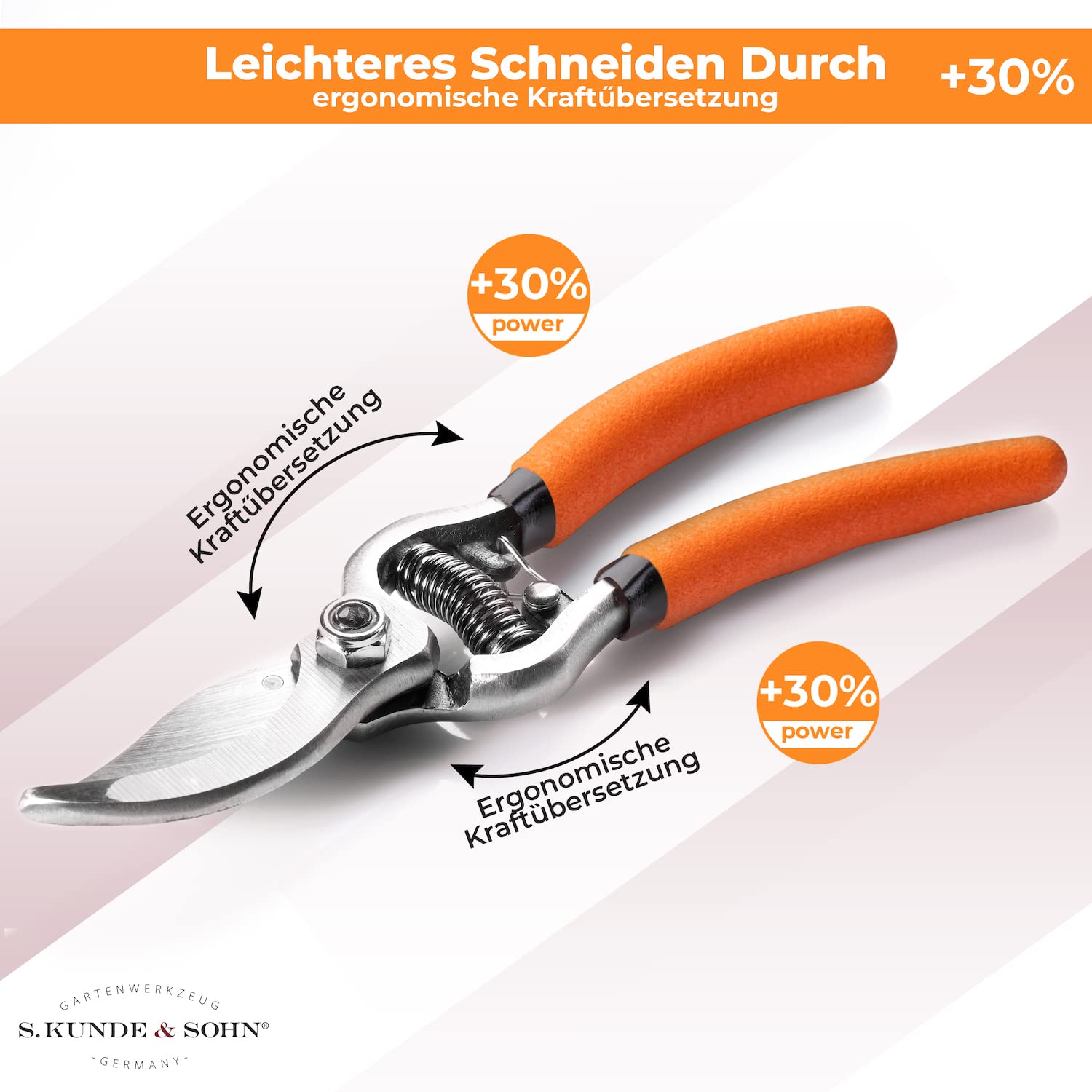 S. Kunde & Sohn Germany – SKS 6 Tradition Gartenschere orange + SKS T1 Trageetui