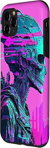 Vista 26 de iPhone 14 Pro Max Cool Retro Alien Sunset Tropical Trippy Vaporwave Sky Art Case