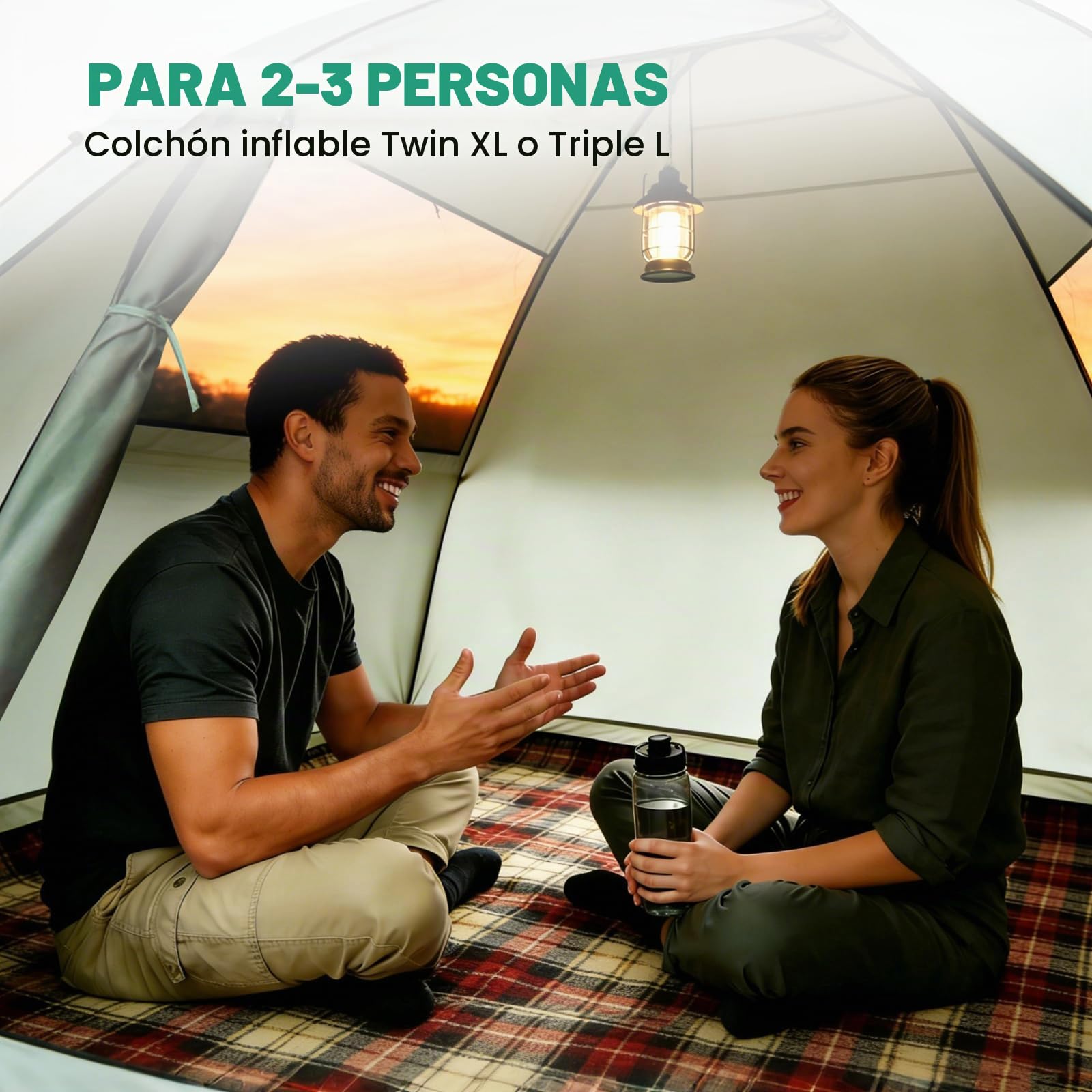 Tienda de campaña para 1-3 Personas, Ultraligera, Tienda de Doble Capa Impermeable y Resistente al Viento con tamaño de Embalaje pequeño para Acampar, jardín, Senderismo, Trekking y familias