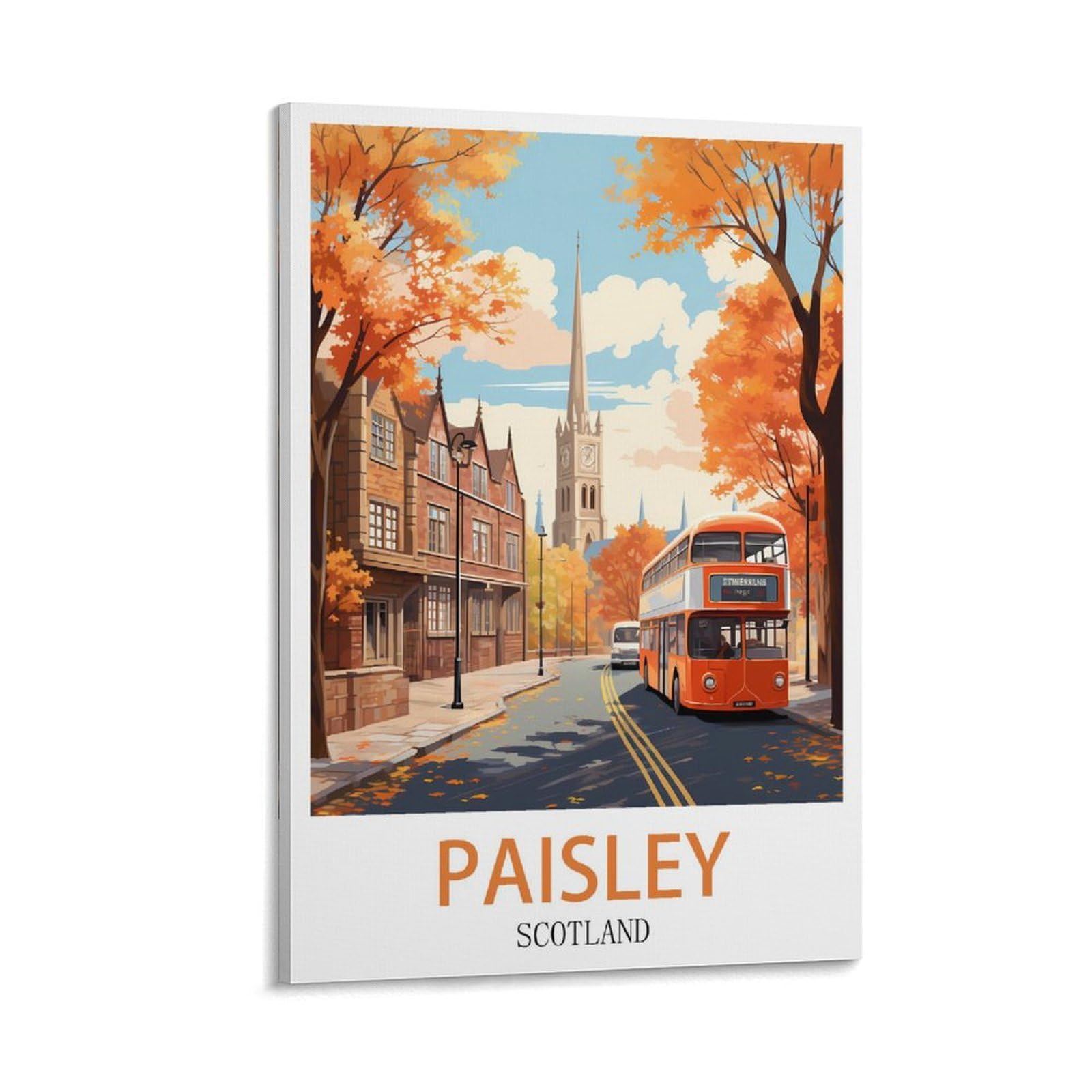 Paisley Scotland Vintage Travel Poster 08x12inch(20x30cm) Canvas Art Poster And Wall Art Picture Print Modern Family Bedroom Decor