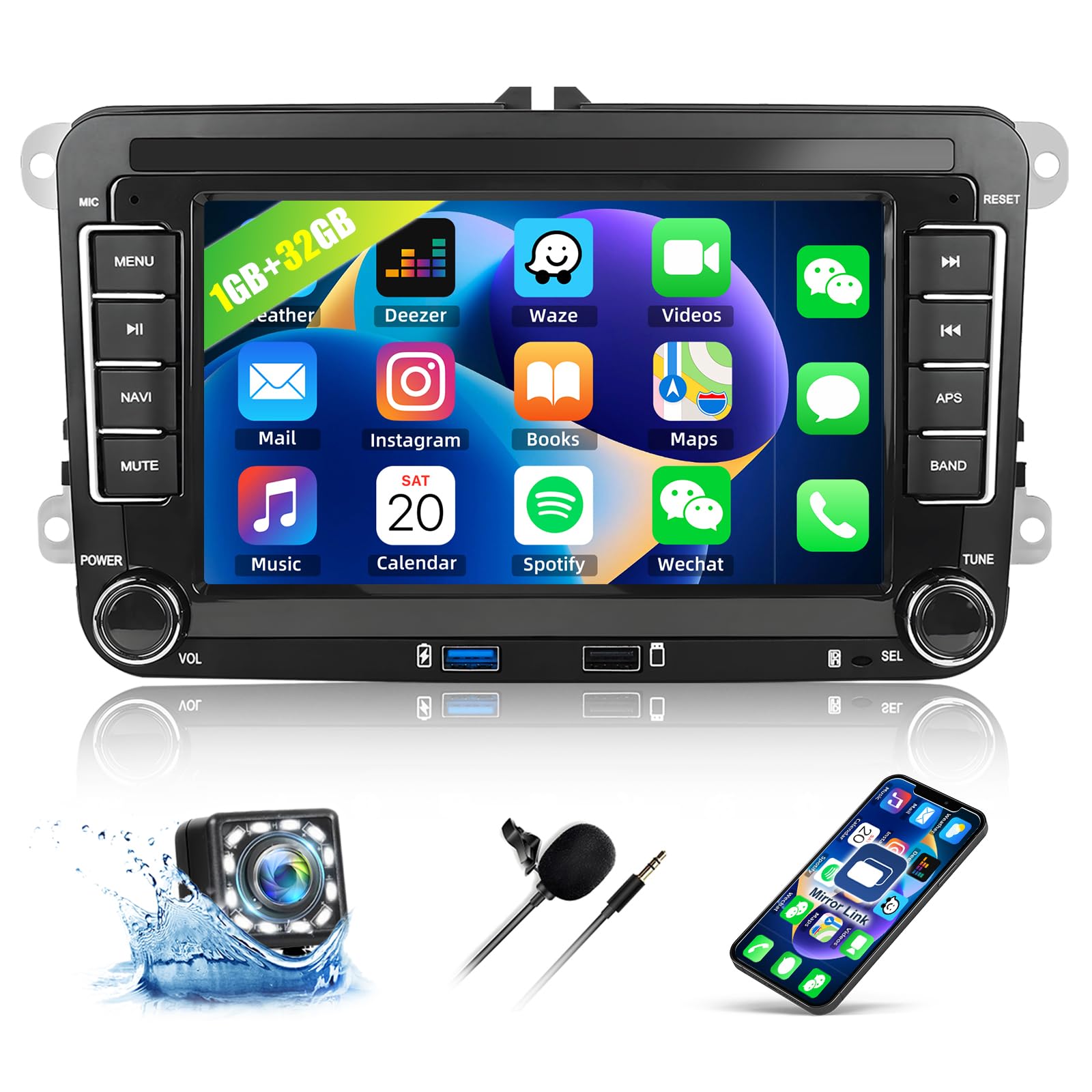1G+32G Android 13 Car Stereo for Volkswagen Jetta Tiguan