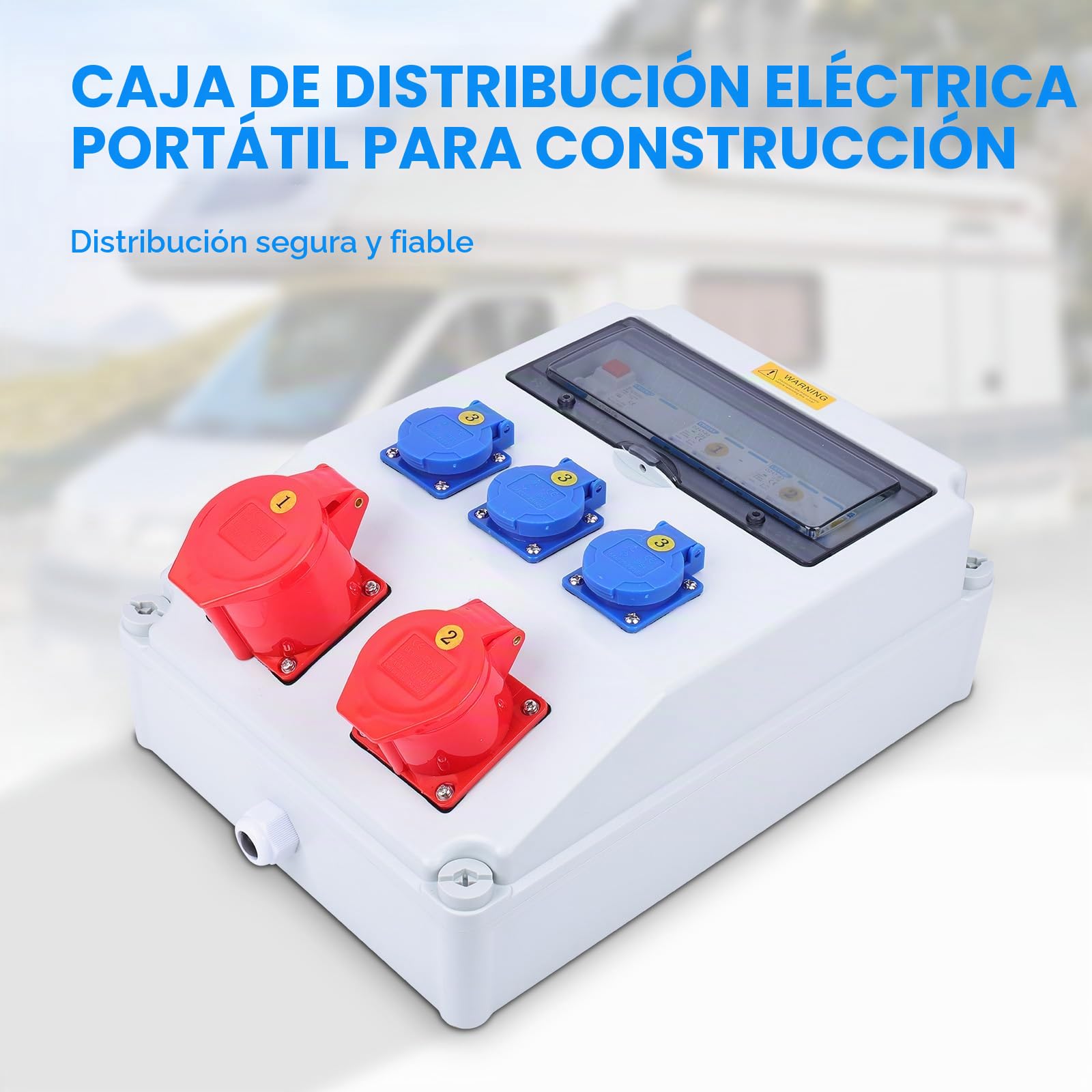Securex Caja de Astillero Cuadro Eléctrico de Obra Trifásico 400V, Cuadro de Distribución Eléctrica Industrial con Interruptor Diferencial 63A, Tomas Industriales 16A y 32A