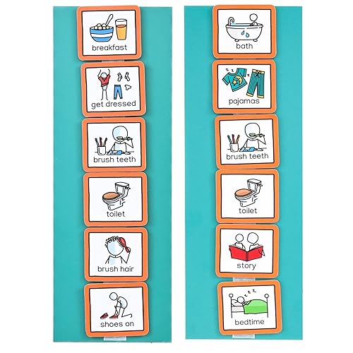 Morning and Bedtime Routine Chart with 12 visual symbols by Create Visual Aids to support routine, transition for children, autism, aspergers, ADHD, speech and language delay.