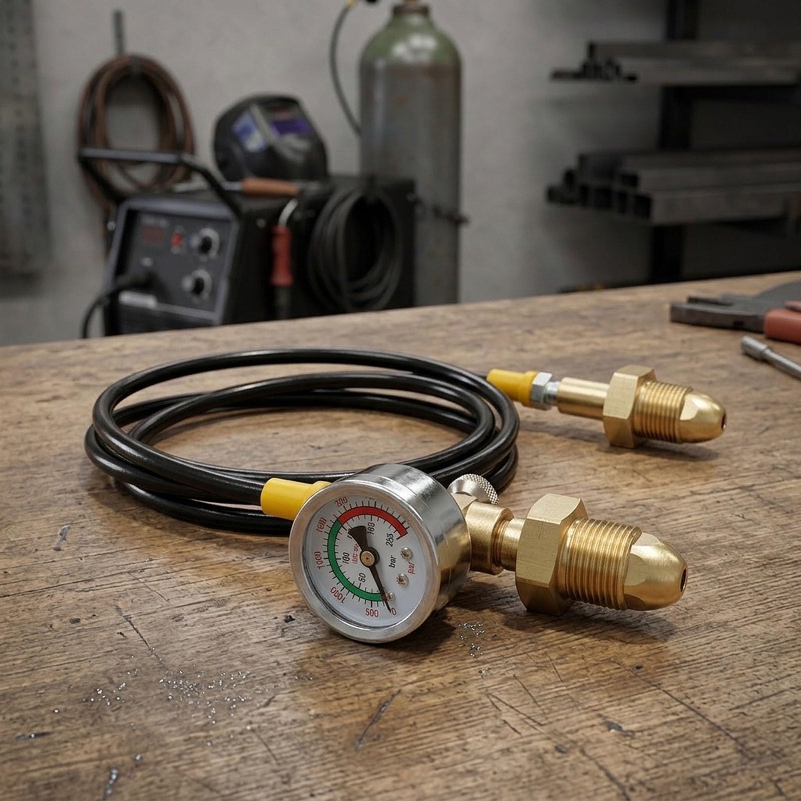Manguera adaptadora de estación de llenado de aire compatible con Bs 341 No.3 para cilindros de argón con conexión G5/8 pulgadas de alta presión 2000 psi y accesorios de cobre para uso de soldadura