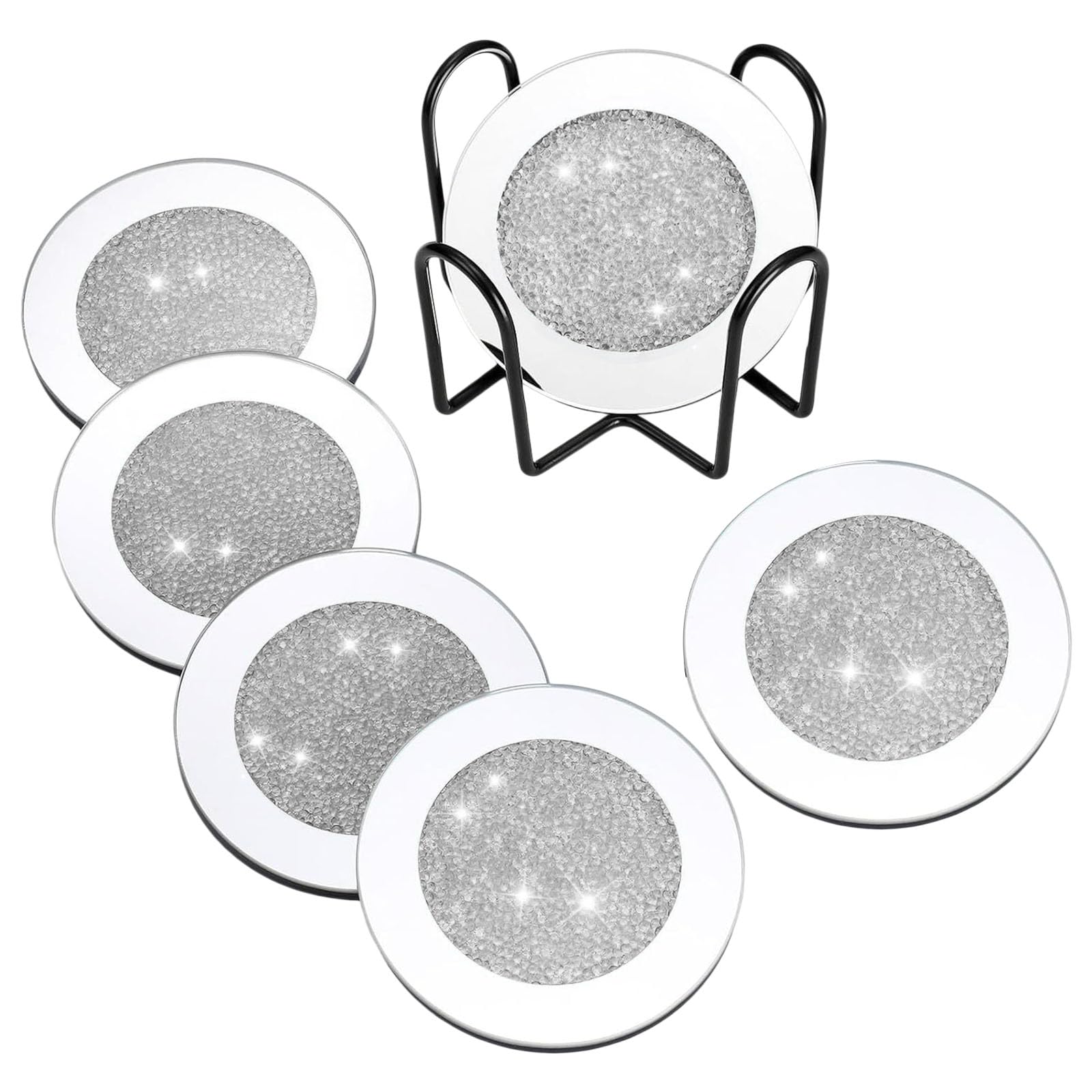 APGLSXY 6pc Glass Coasters with Nonslip Base Kitchen Tabletop Solution Multipurpose Glass Coasters