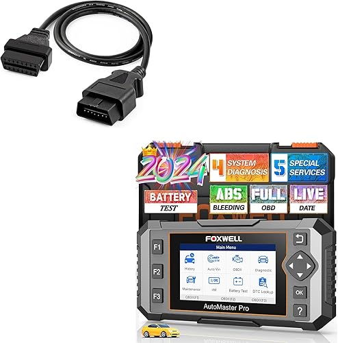 FOXWELL NT614 Elite OBD2 escáner con 5 reinicios ABS sangradocalibración SASaceiteEPBacelerador + OBD2 OBD II 16 pines macho a hembra extensión de