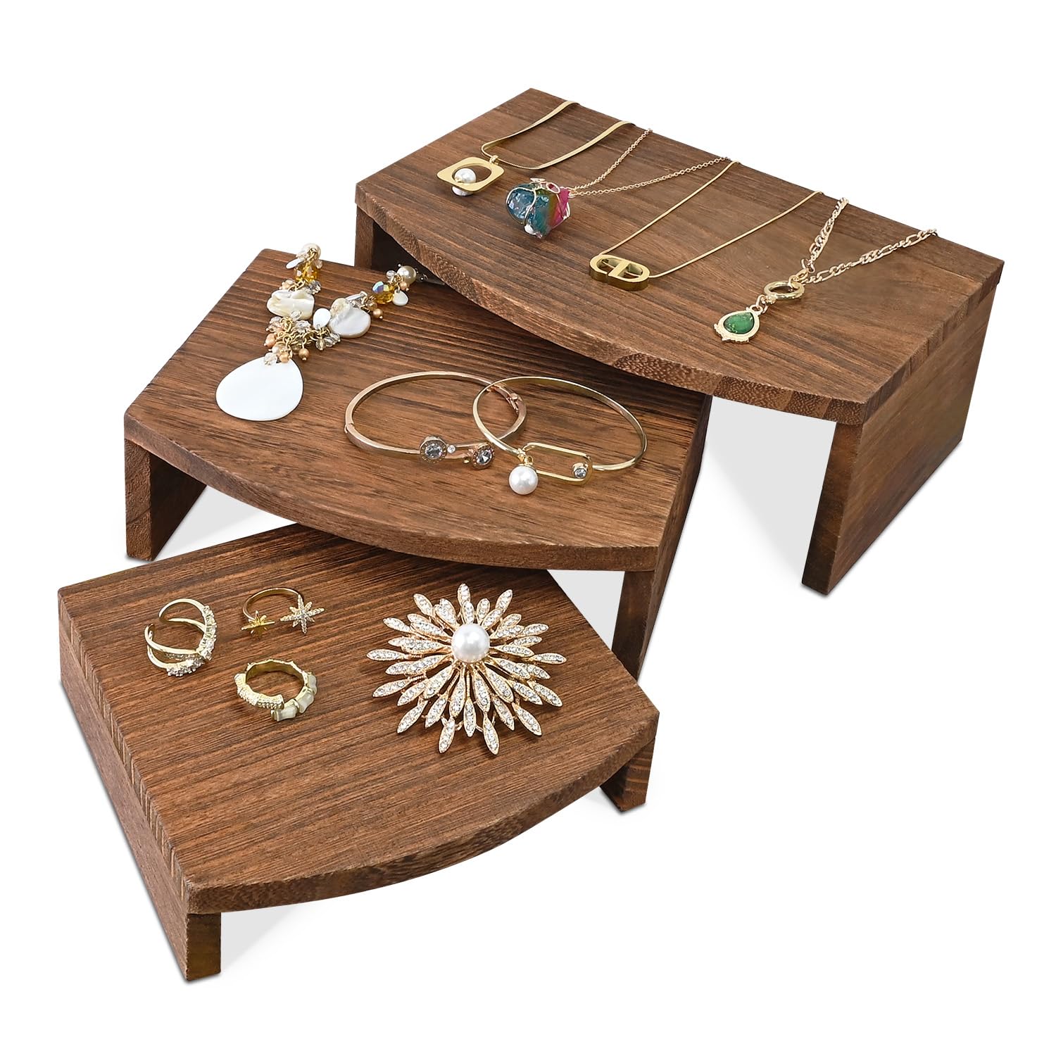 Amazon.com: MOOCA 3-Piece Wooden Jewelry Display Risers - Multi ...