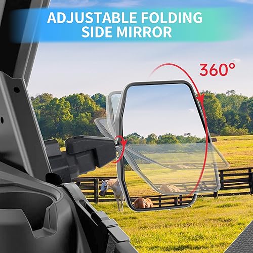 Miniatura 2 de Espejos retrovisores de aluminio compatibles con Can-Am Defender HD5HD8HD10Max 2016-2025, accesorios de alta definición, retrovisores laterales