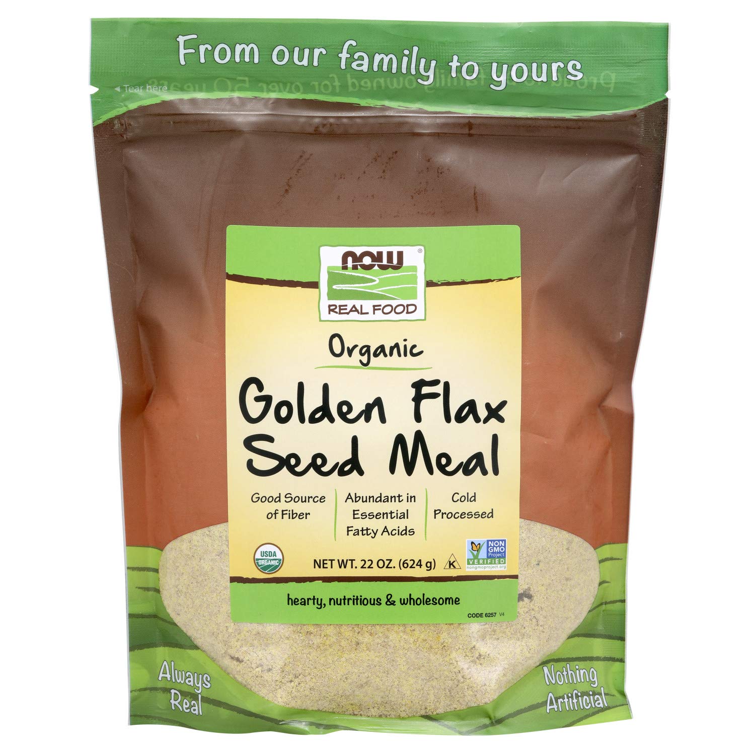 NOW Foods Certified Organic Golden Flax Seed Meal,22-Ounce (Pack of 3)