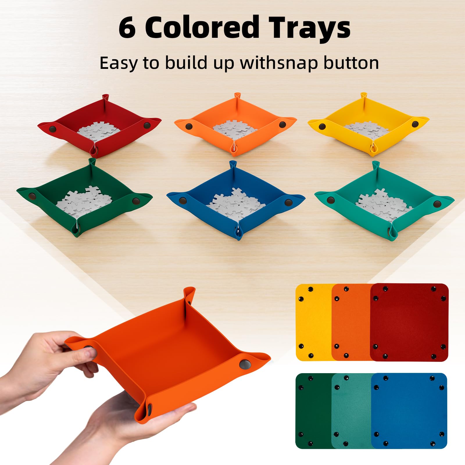 Plateau de Puzzle, Tapis Puzzle 1000 Pieces, Accessoires de Jigsaw à Déplacer et à Ranger, Tapis Puzzle avec Cover Antidérapant Support de Rangement pour Puzzles, 6 Trays