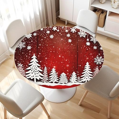 Vista 86 de Pardick Mantel redondo ajustable con diseño de flores de arte en acuarela con mantel elástico, mantel elástico redondo, impermeable, lavable, se