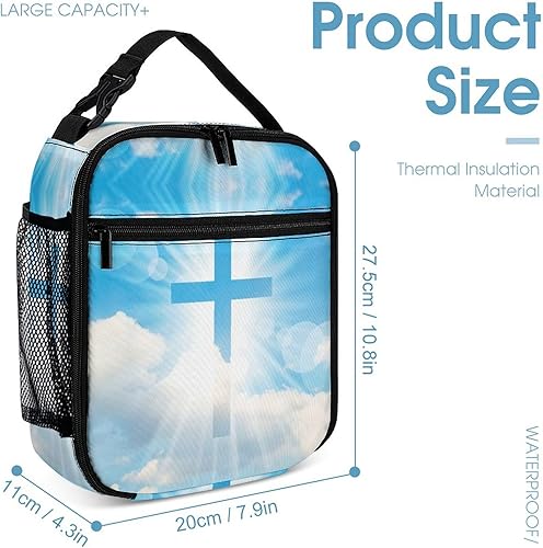 Miniatura 2 de Bolsa de almuerzo con diseño de cruz cristiana de Jesús para mujeres y hombres, bonita lonchera aislada para el trabajo, oficina, viajes, picnic