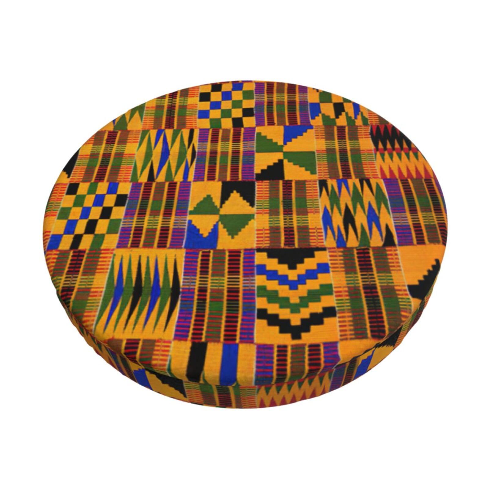 ACVnbm African Weaving Print Round Bar Chair Cushion Cover, Elastic Chair Protector For Kitchen Bar Dining