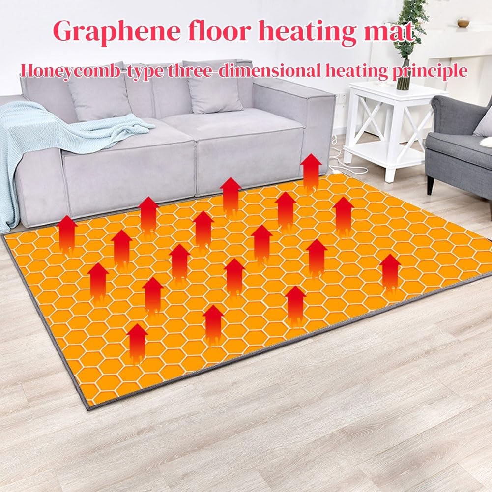 Tappetini riscaldati, tappetino riscaldante mobile per il soggiorno, superficie morbida in peluche, staccabile e lavabile, scaldapiedi per interni(B,80CM*120CM)