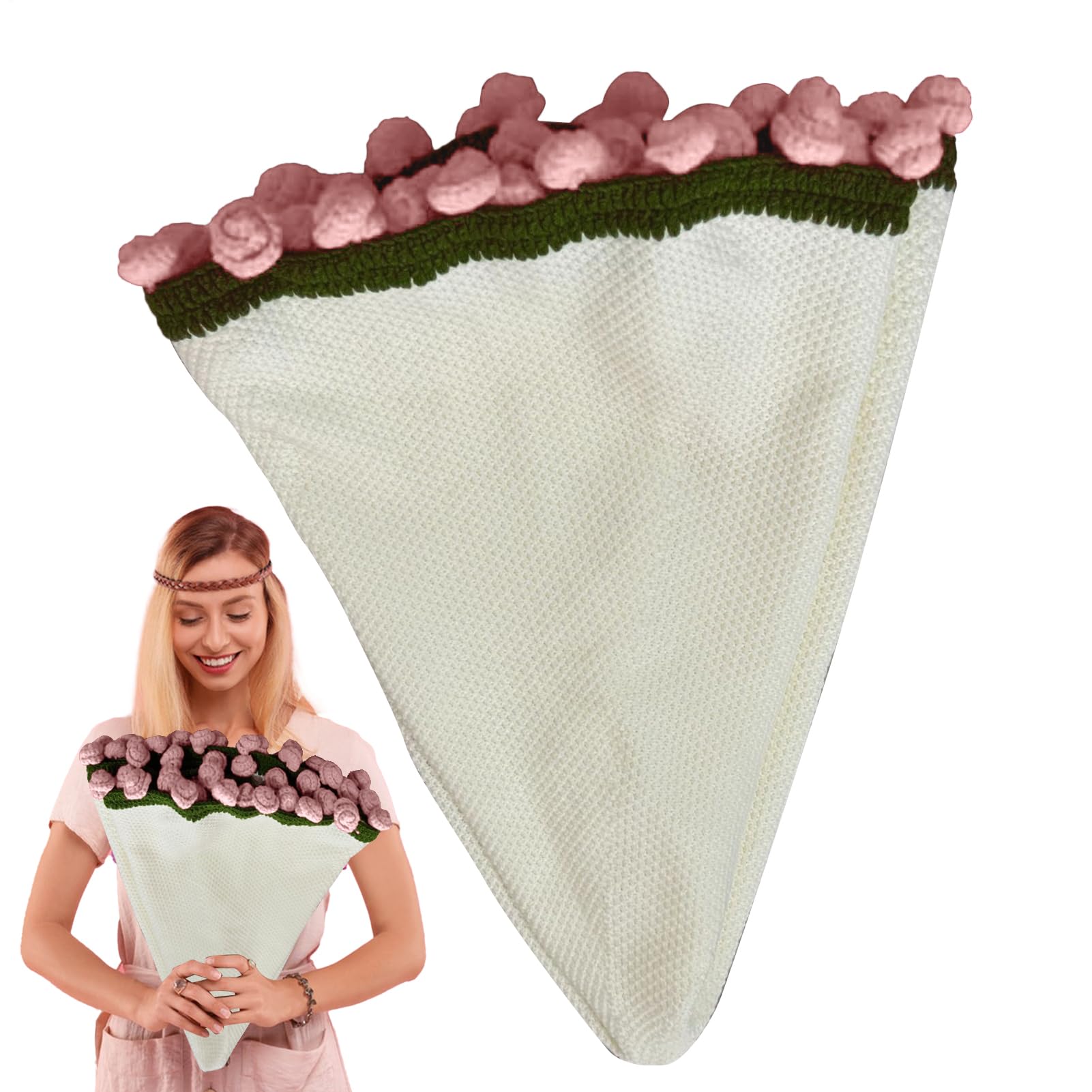 Couverture canapé crochet bouquet fleurs pour vos soirées cocooning