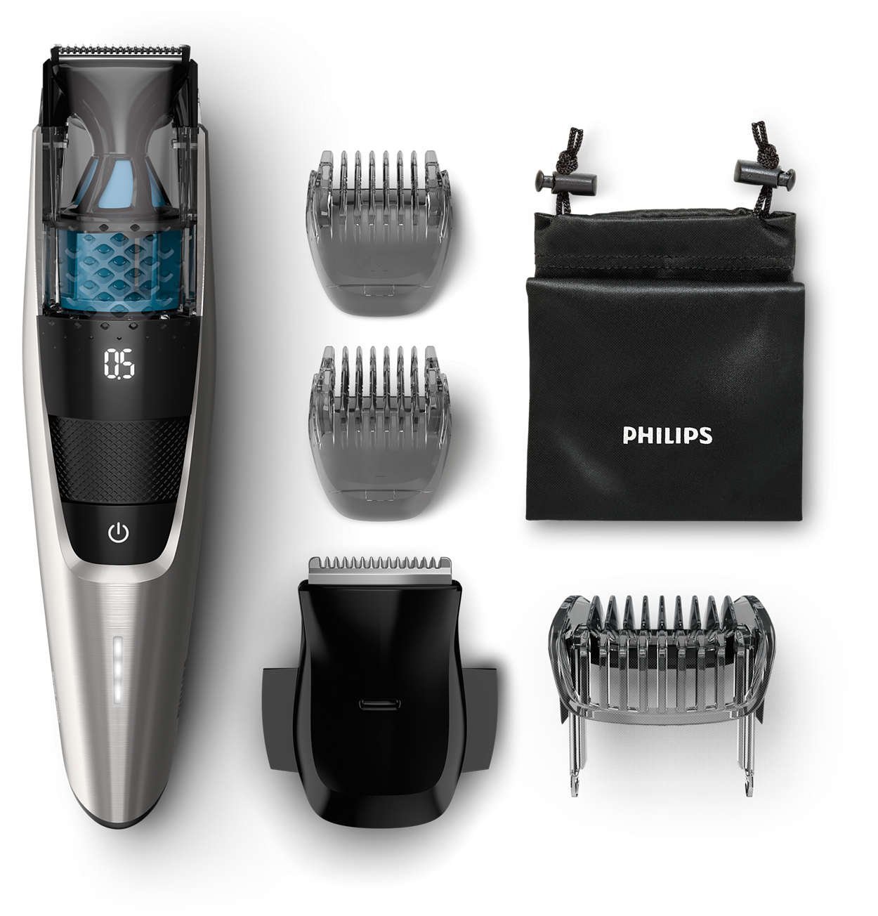 Philips BT7220/15 Serie 7000 Regolabarba Aspirante con e senza Filo, Autonomia fino a 80 min, Custodia