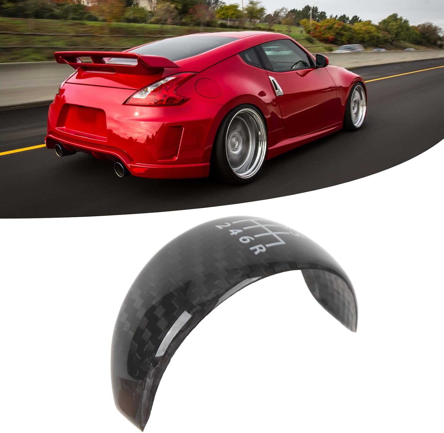 Carbon Fiber Gear Shift Knob Cover for 370Z Z34, Smoother Rugged Trim, Stylish 6 Speed Design,Gear shift head,shift acce