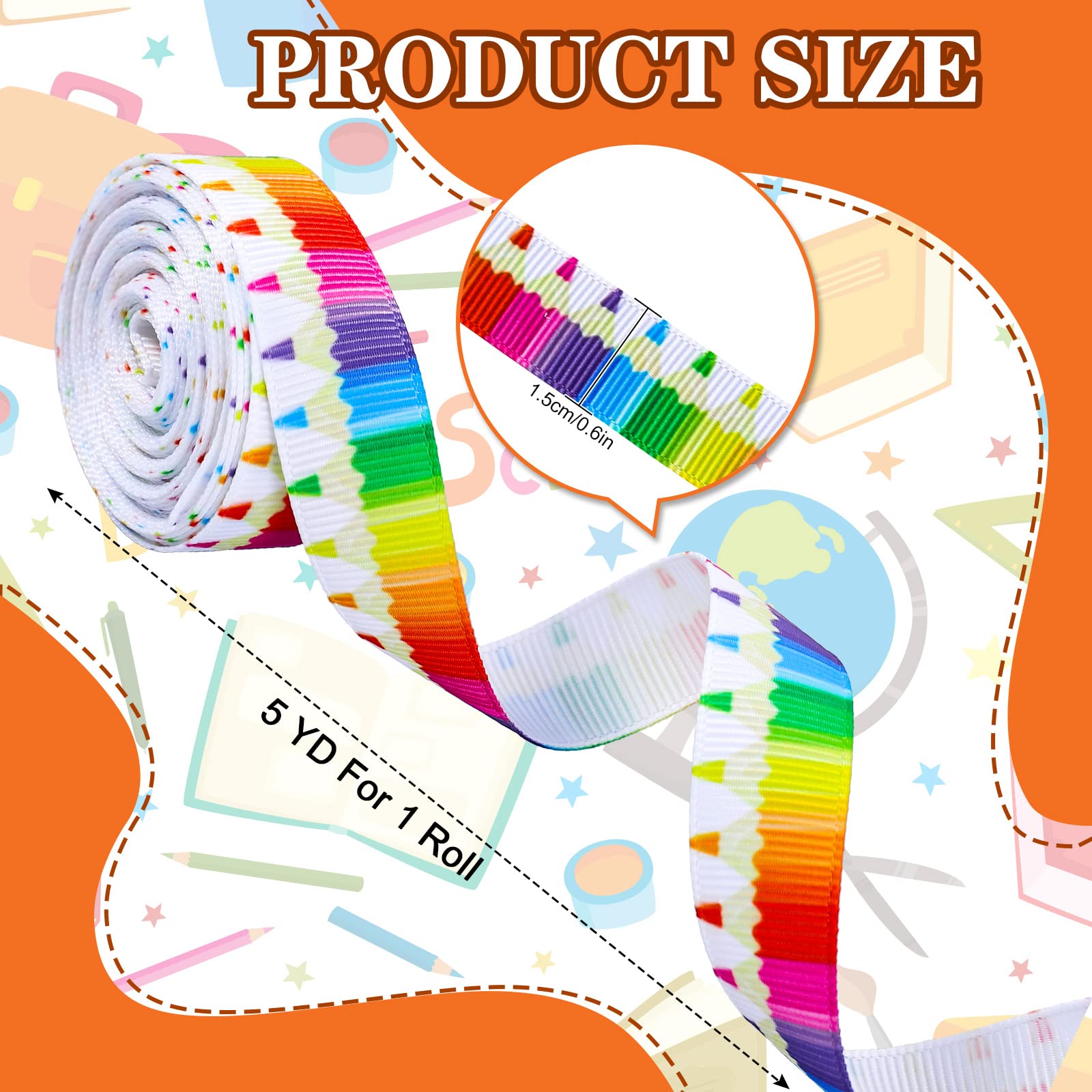 Snapklik.com : 12 Rolls Back To School Grosgrain Ribbon 60 Yards School ...